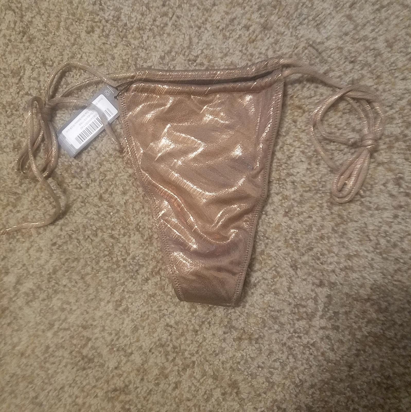 Designer PrettyLittleThing Brown Shimmer Bikini Bottoms Size 6 Size ONE SIZE - 2 Thumbnail
