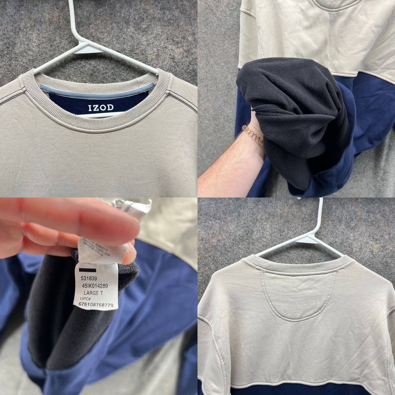 Izod VINTAGE IZOD Sweater Men Large Beige Blue Advantage Performance Stretch Pullover Fleece Size US L / EU 52-54 / 3 - 8 Thumbnail