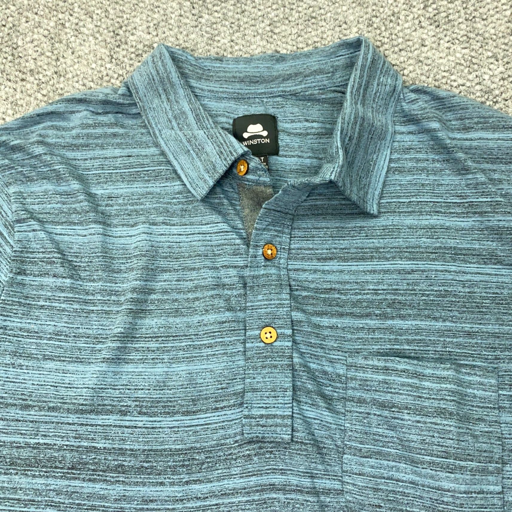 Vintage Winston Mens Polo Shirt 2XLT Blue Striped Long Sleeve Collared Cotton Polyester NWT Western Style Shirt Size US XXL / EU 58 / 5 - 3 Thumbnail