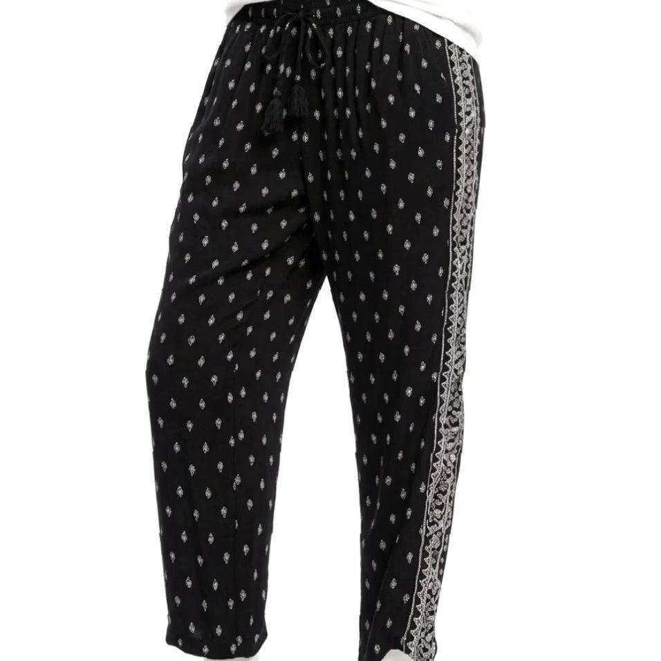 Old Navy Old Navy Ankle Pants Women M Black White All Over Print Boho Hippie Prairie Geometric Vintage No Size 24" / US 00 / IT 34 - 2 Thumbnail