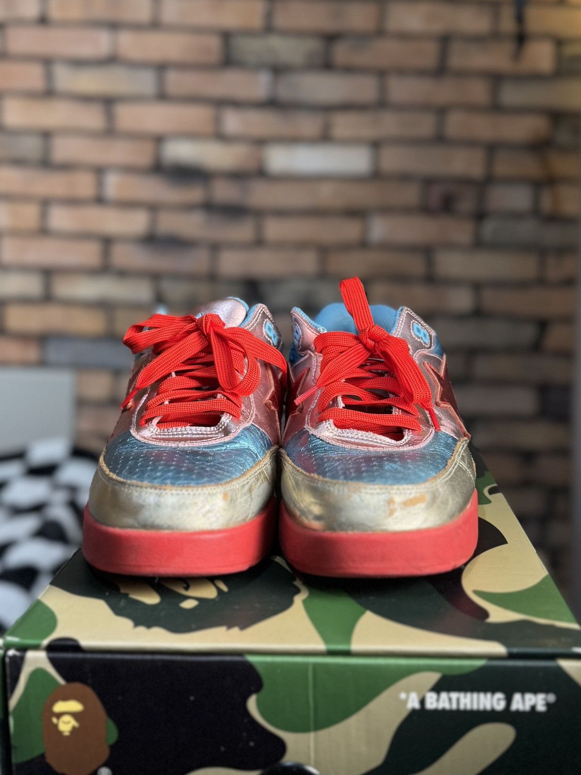 Bape ROADSTA BATHING APE BAPE SNEAKERS TRAINERS FOIL METALLIC Size US 9.5 / EU 42-43 - 4 Thumbnail