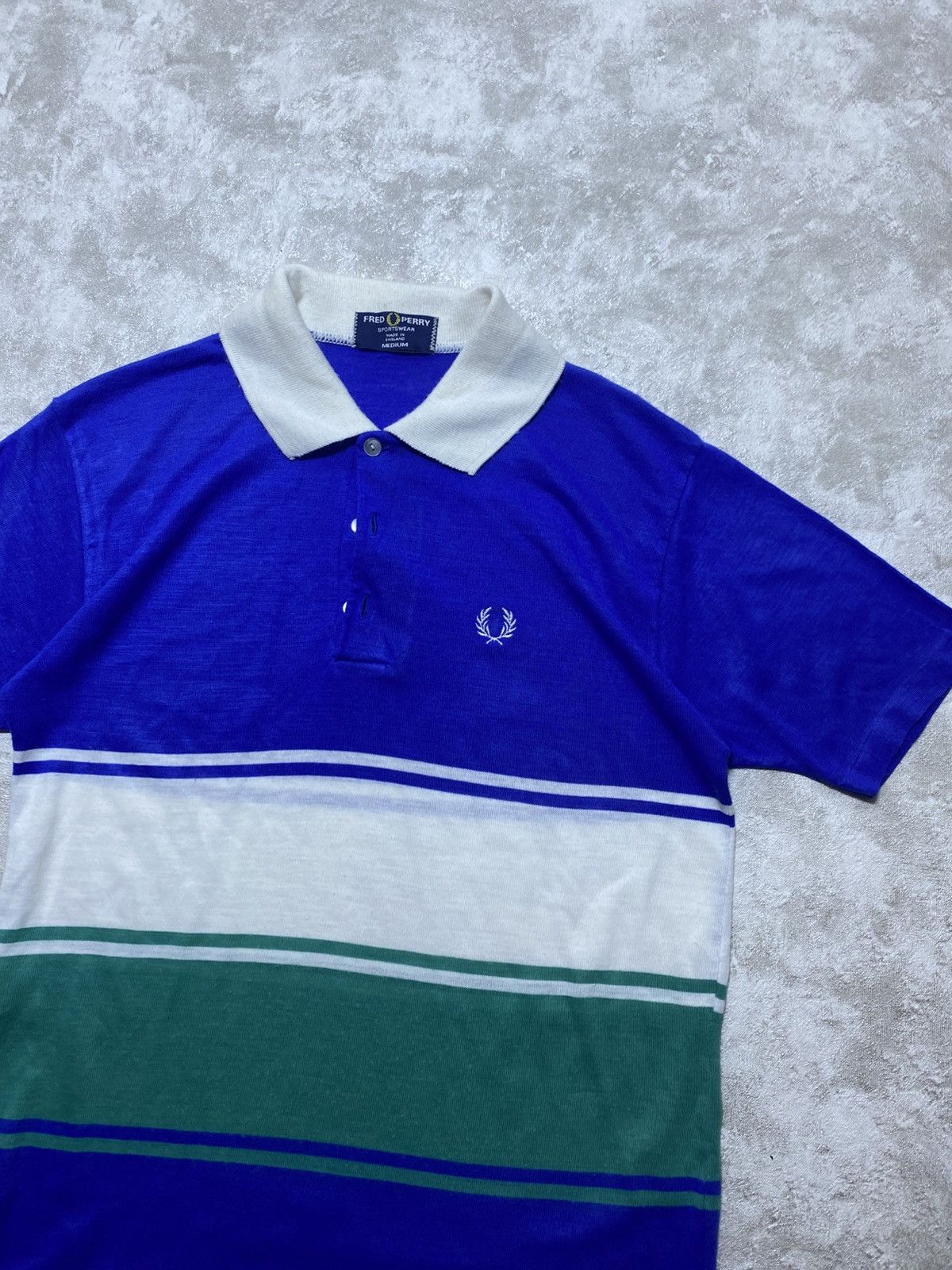 Fred Perry Vintage 80’s Fred Perry Sportswear Polo Shirt Striped Blue M Size US M / EU 48-50 / 2 - 3 Thumbnail