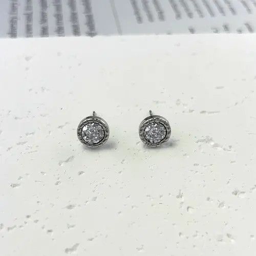 Other 925 Silver Plated CZ Cubic Zirconia Stud Earrings for Men Size ONE SIZE - 1 Thumbnail