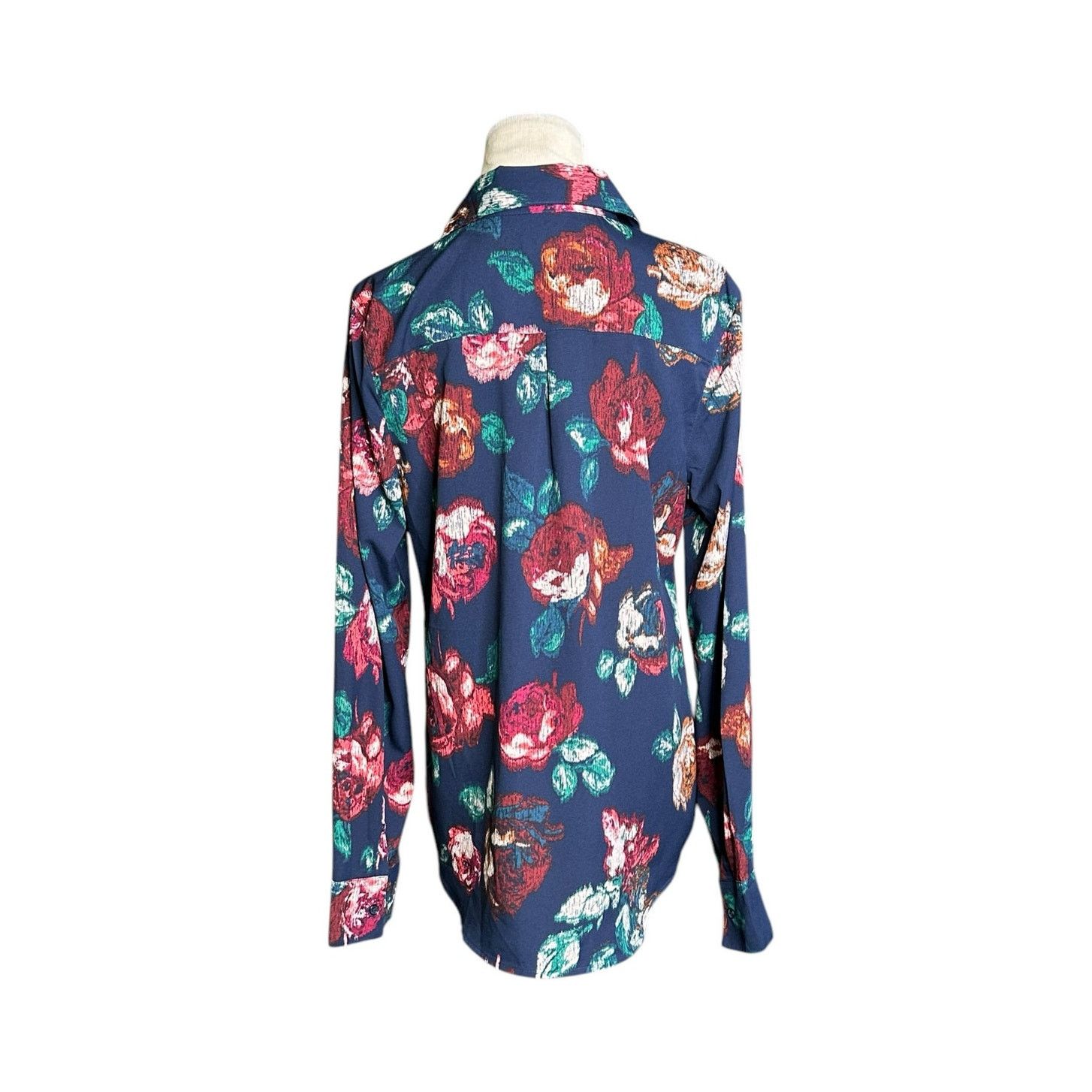 Merona Merona blue red floral long sleeves tunic blouse size M Size M / US 6-8 / IT 42-44 - 9 Thumbnail