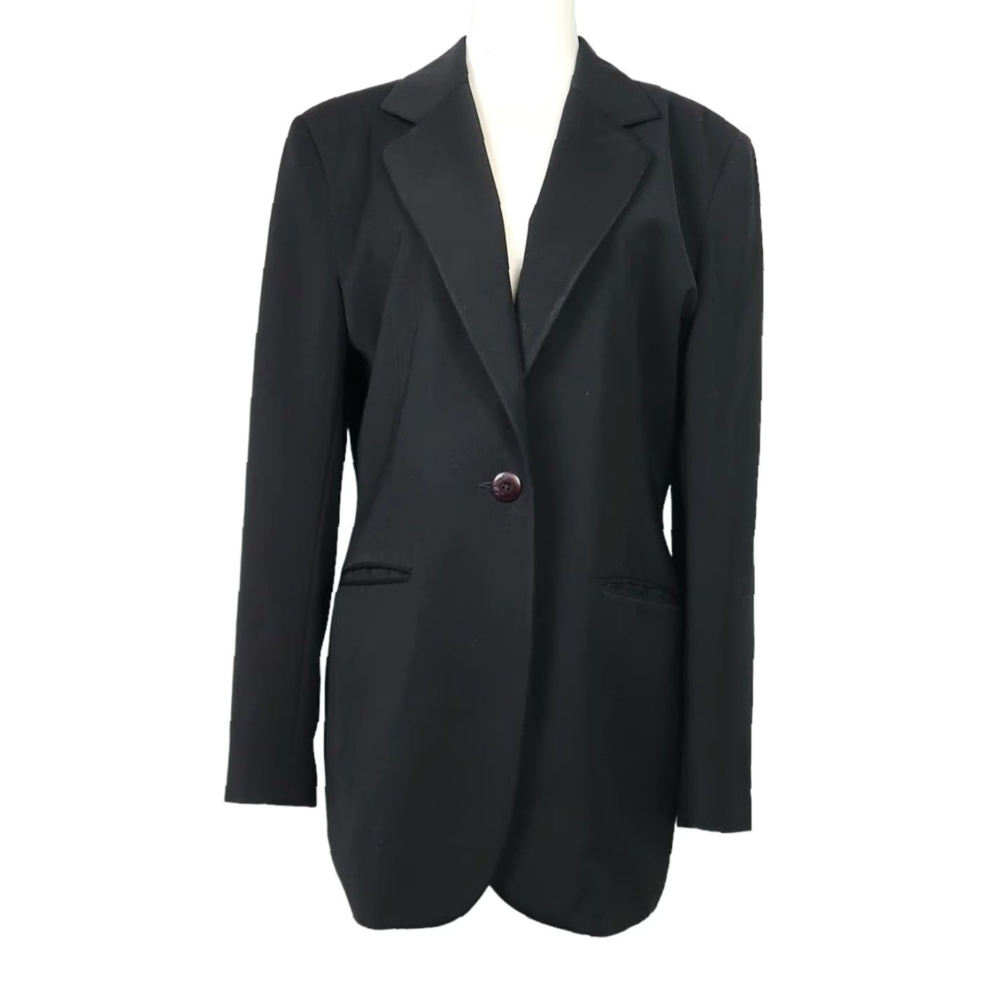 Vintage VINTAGE Votre Nom Blazer Jacket Black Microfiber Button Closure 90s Small-Medium Women Short/Mid-Length 30" Fall Spring Mens/Womens* Size S / US 4 / IT 40 - 2 Thumbnail