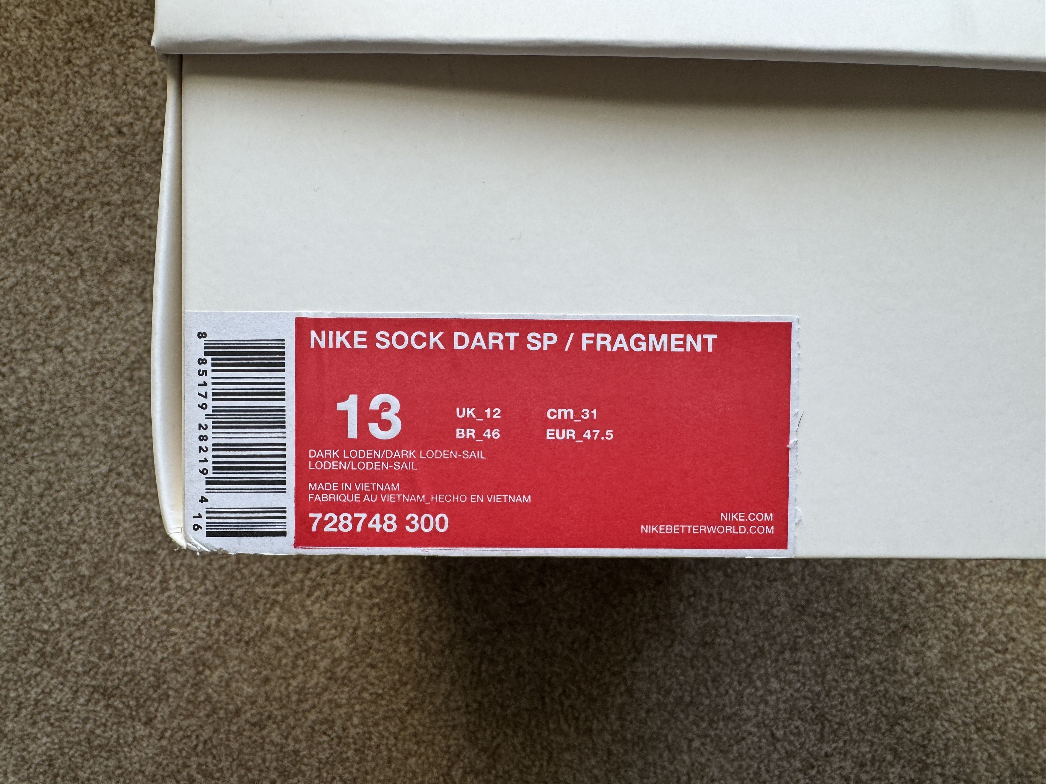 Nike Nike Fragment Sock Dart Special in Olive Green Size 13 Size US 13 / EU 46 - 2 Thumbnail