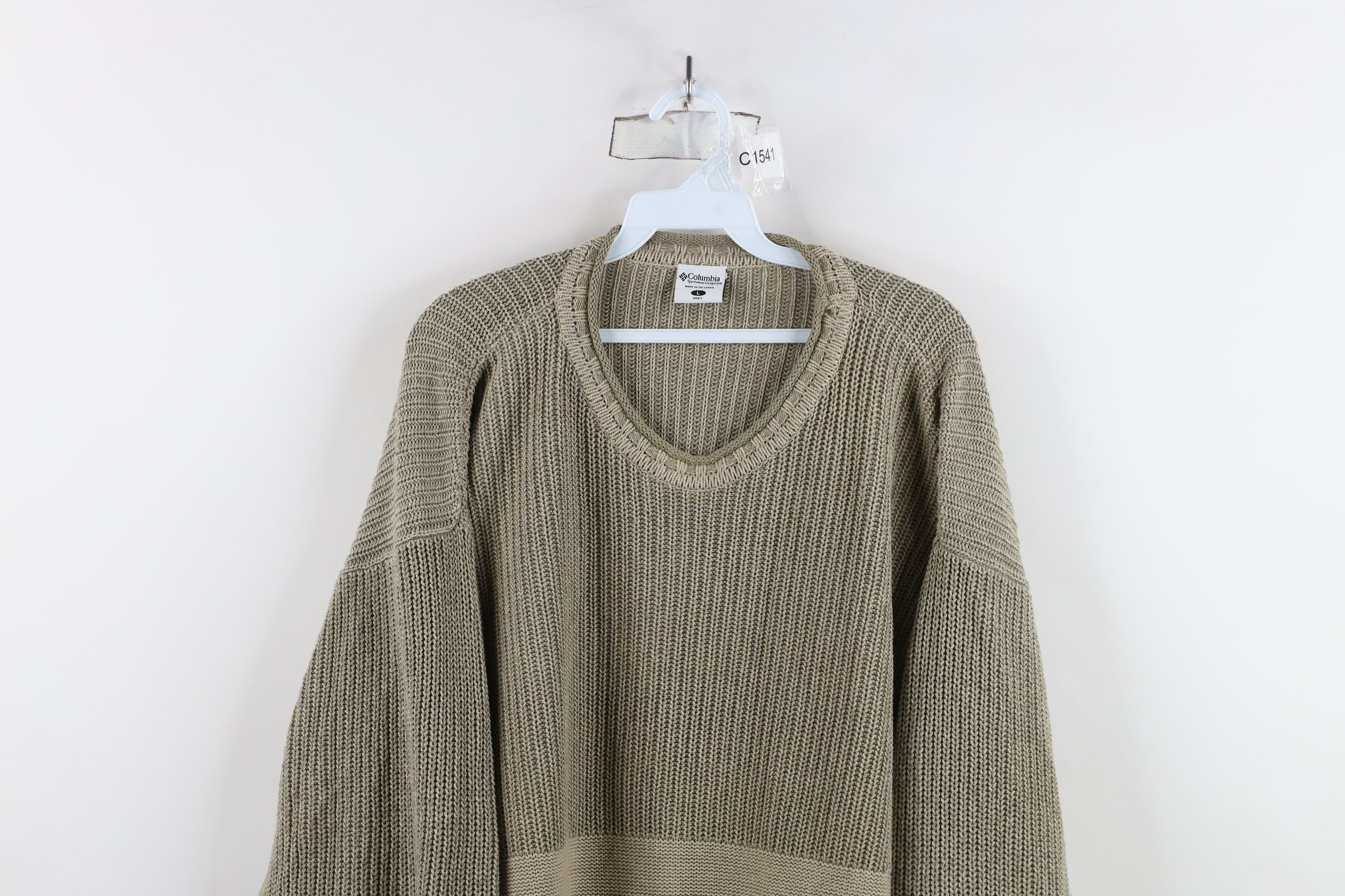 Columbia × Vintage Vintage 90s Columbia Fit Marled Ribbed Knit Sweater Beige Size US L / EU 52-54 / 3 - 2 Thumbnail