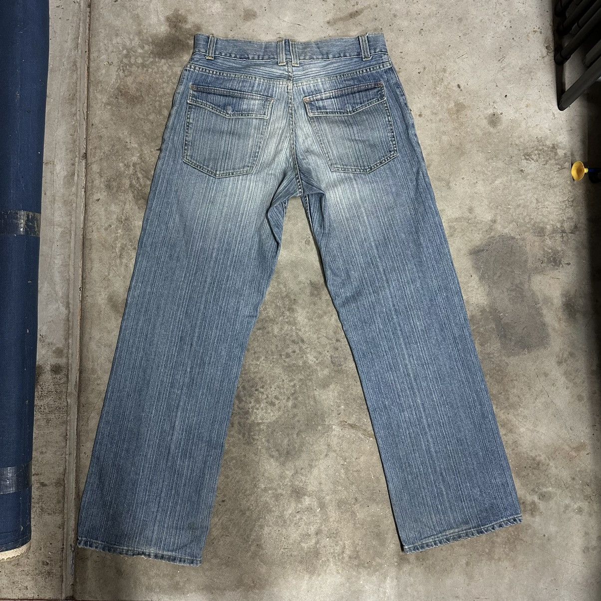 Other Vintage Baggy Distressed Blue Stripe Denim Jeans Size US 34 / EU 50 - 2 Thumbnail