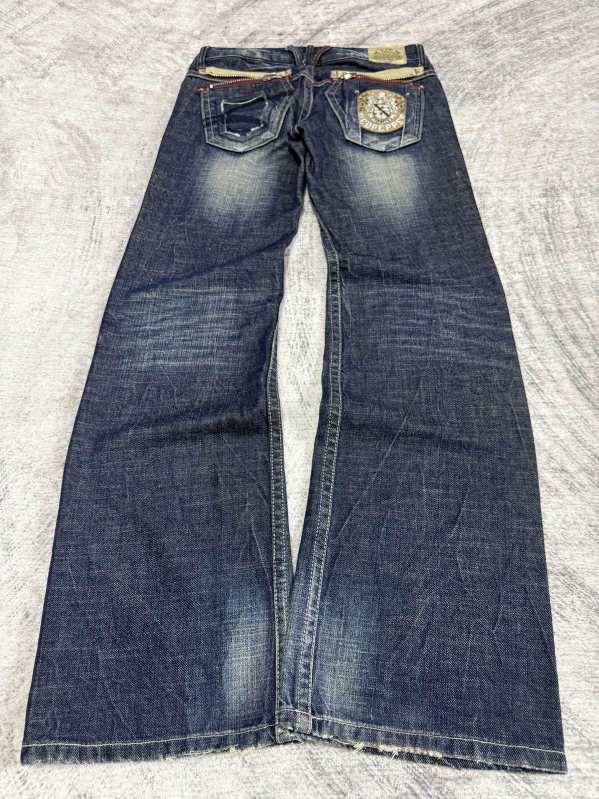 Japanese Brand × Tete Homme × semanticdesign Red Pepper Japan Heavy Wash Low Rise Flared Jeans Size US 29 - 2 Thumbnail
