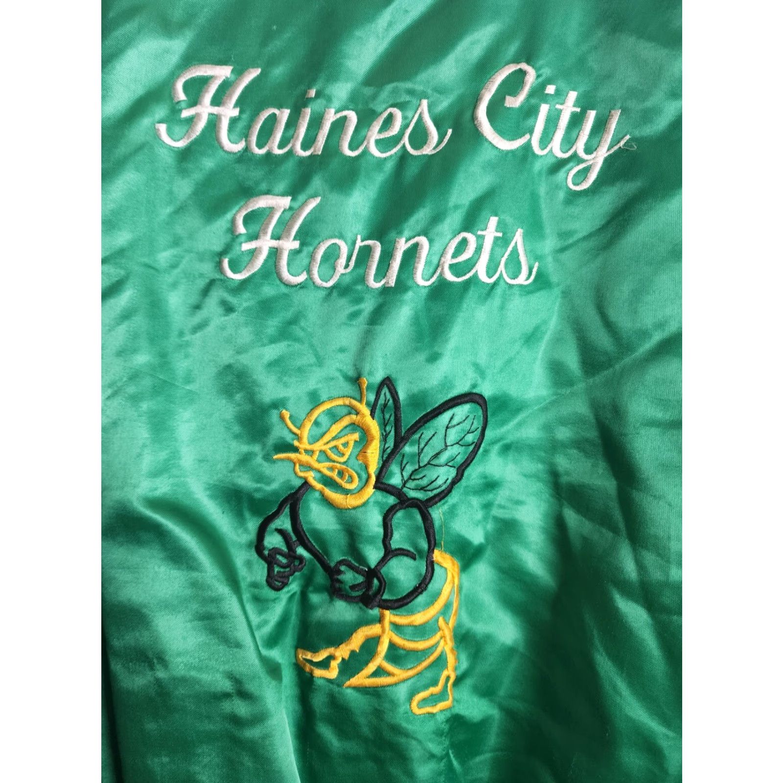 Vintage VTG Haines City High School Satin Snap Jacket L Auburn Nylon Green Men Varsity Jacket School Football 90s Mens Size US L / EU 52-54 / 3 - 2 Thumbnail