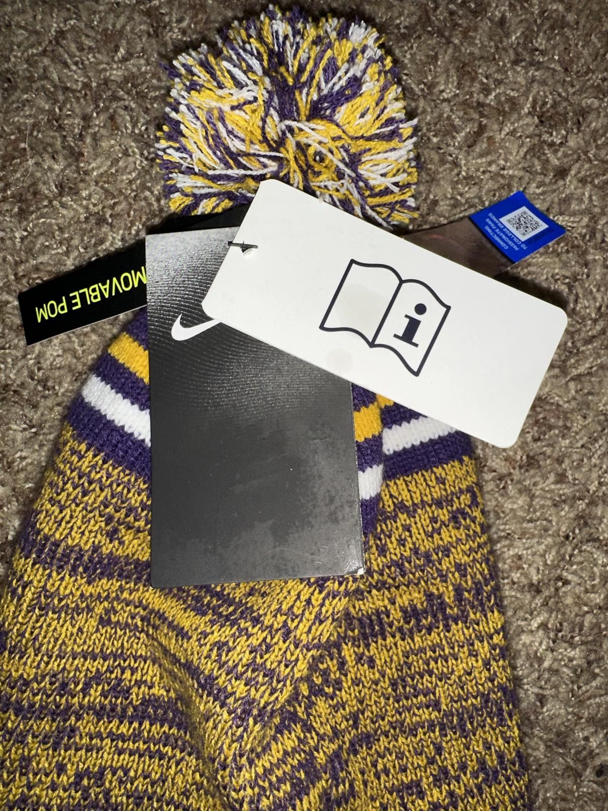 Nike Nike LSU Tigers Purple Sideline Logo Cuffed Knit Hat with Pom Sample Size ONE SIZE - 11 Thumbnail