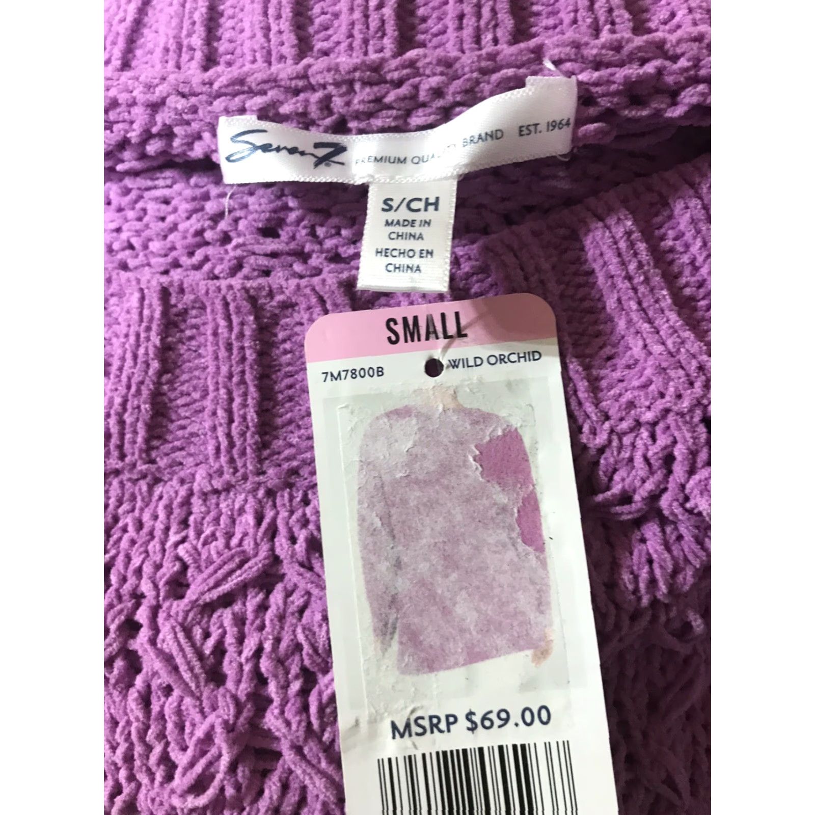 Vintage Seven Womens Pullover Sweater Textured Chenille Fall Winter Size Small Wild Orchid Breathable Lightweight Size S / US 4 / IT 40 - 3 Thumbnail