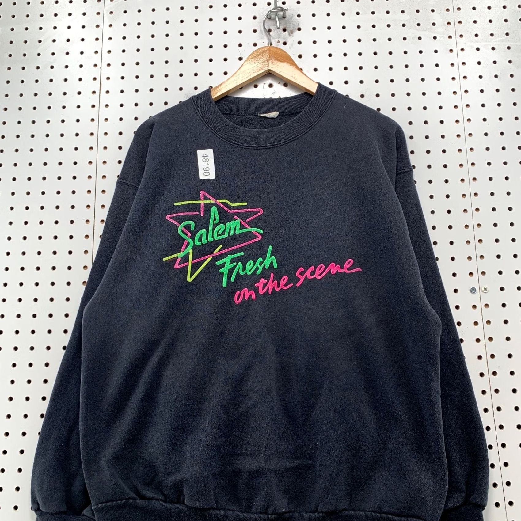 Vintage VINTAGE Salem Sweatshirt Mens Large Black Fresh On The Scene Cigarette Promo USA Shirt Mens L Black 80s USA Size US L / EU 52-54 / 3 - 4 Thumbnail