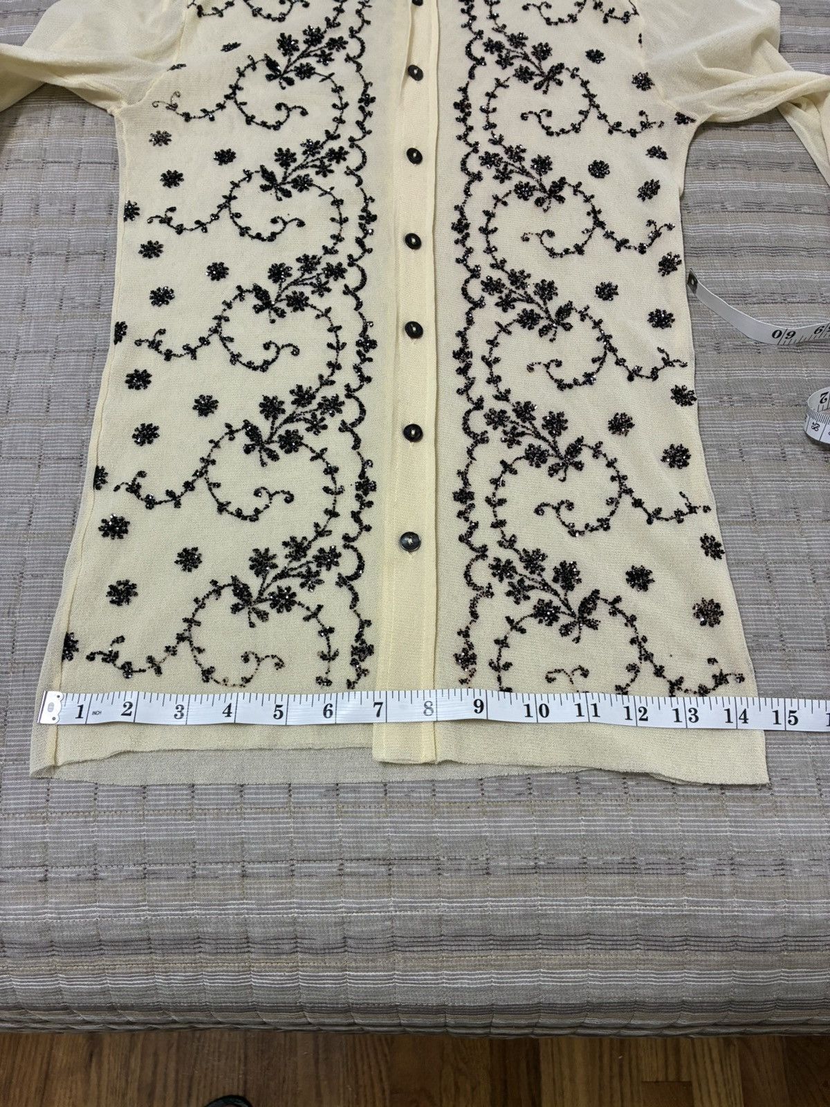Jean Paul Gaultier Jean Paul Gaultier Cream and Black Embroidered Blouse Size US M / EU 48-50 / 2 - 11 Thumbnail