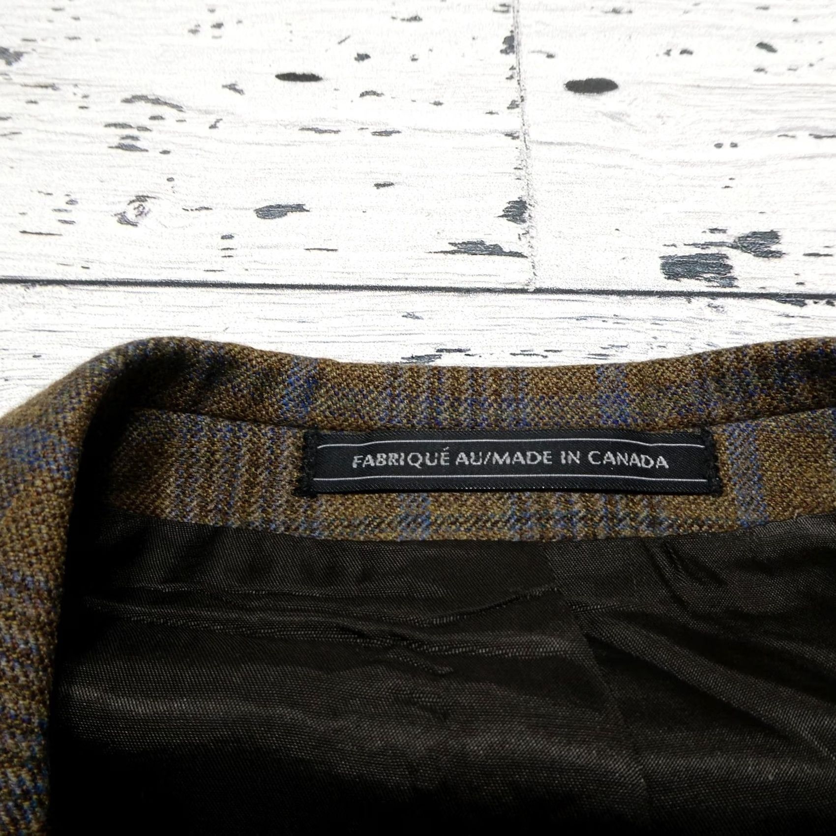 Linea Linea Sport Coat Mens 46L Long Brown Plaid Wool Tweed Blazer Jacket Canada Size 46R - 4 Thumbnail