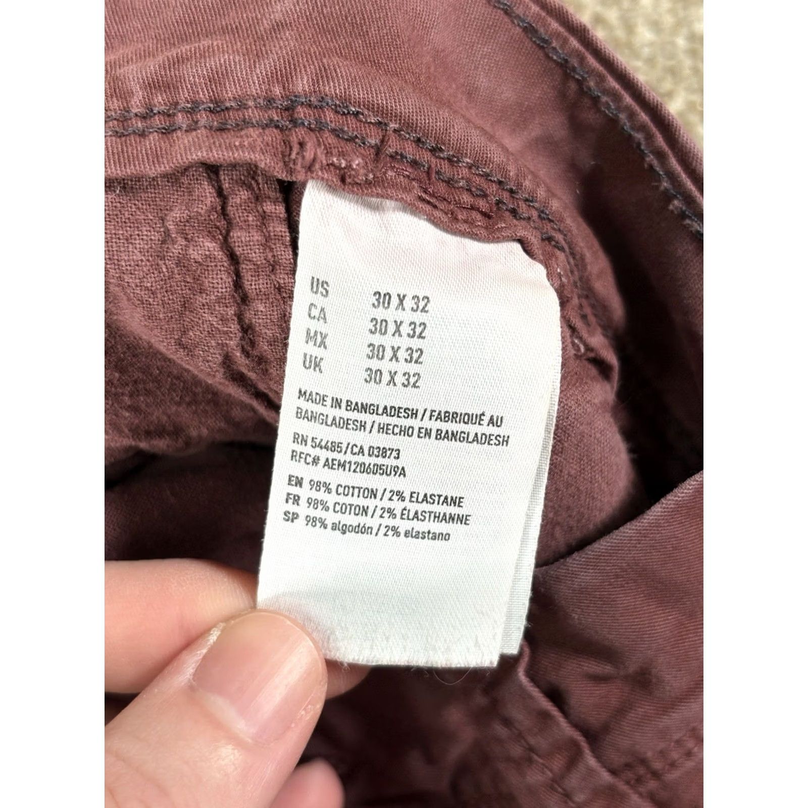 American Eagle Outfitters American Eagle Pants Slim Extreme Flex Chinos Men 30 x 32 Red Maroon Slim Flat Front Regular Inseam 29 in Size US 30 / EU 46 - 7 Thumbnail