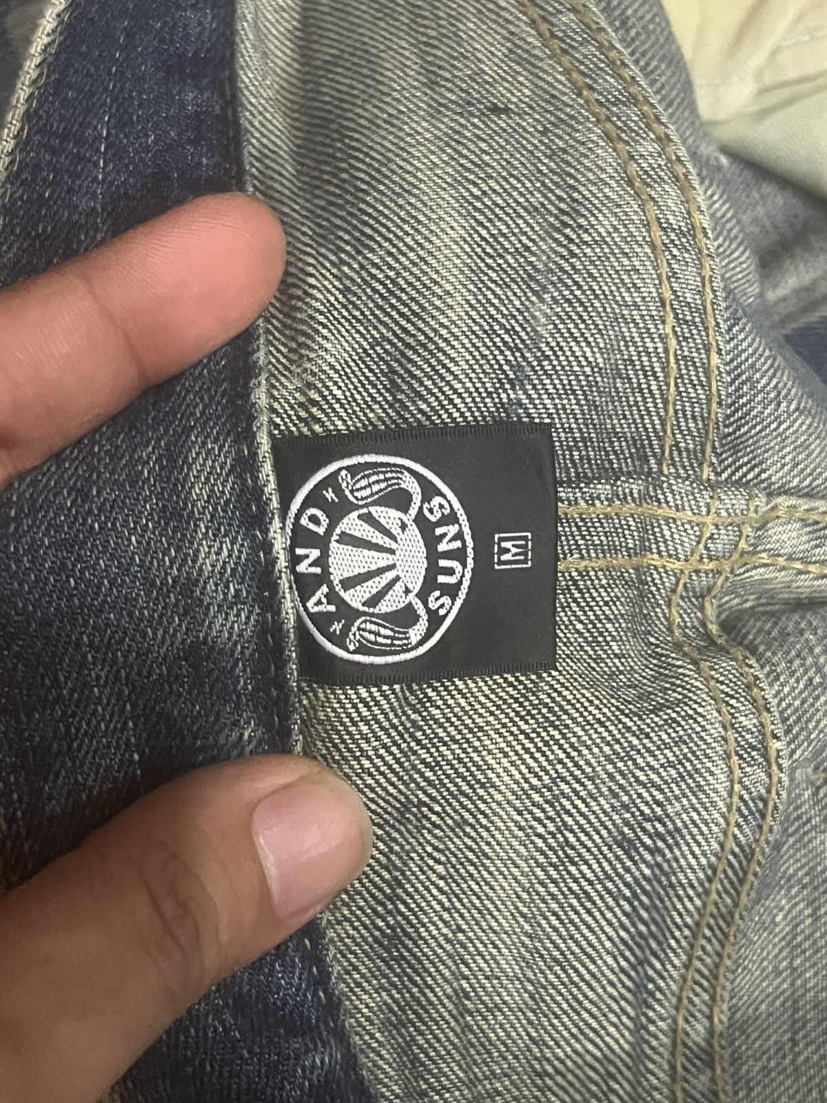 Japanese Brand Vintage And Suns Trust No One Sashiko Blue Whisker Jeans Size US 30 / EU 46 - 17 Thumbnail