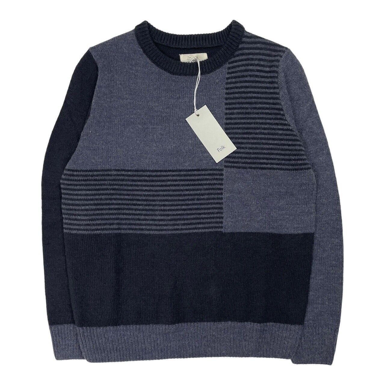 Folk Clothing Jumper Navy Marl Cara Crew Wool Blend Medium