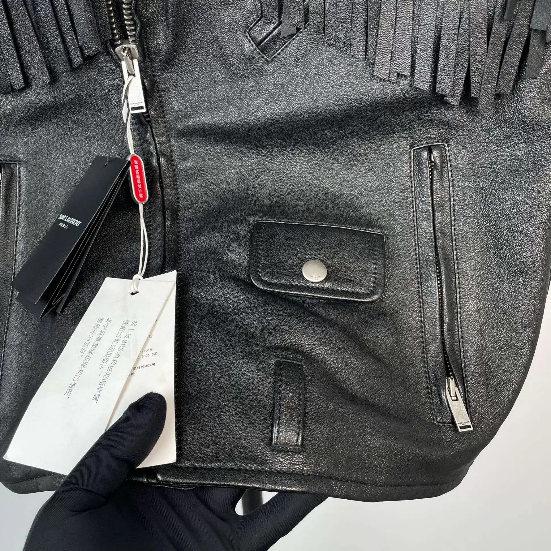 Yves Saint Laurent YSL Black Leather Vest M New With Tags Size S / US 4 / IT 40 - 9 Thumbnail