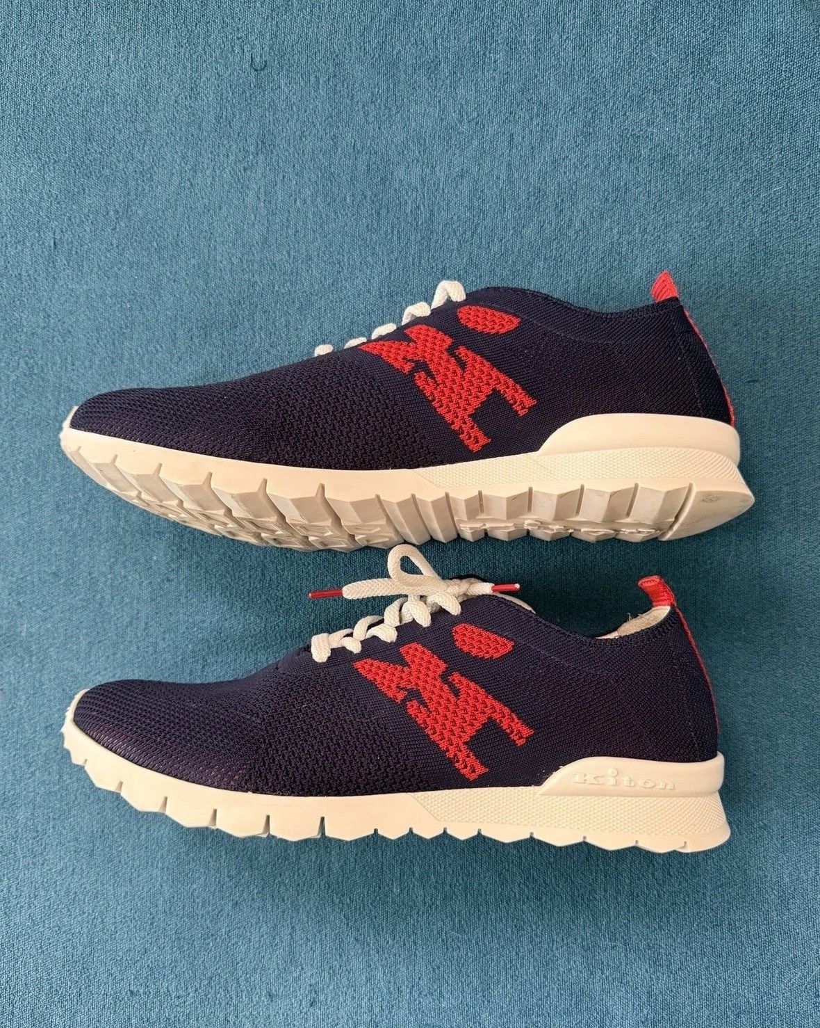 Kiton Knit Sneakers With Logo Blue Red Size 7 EU Size 8 US Size US 8 / EU 41 - 1 Thumbnail