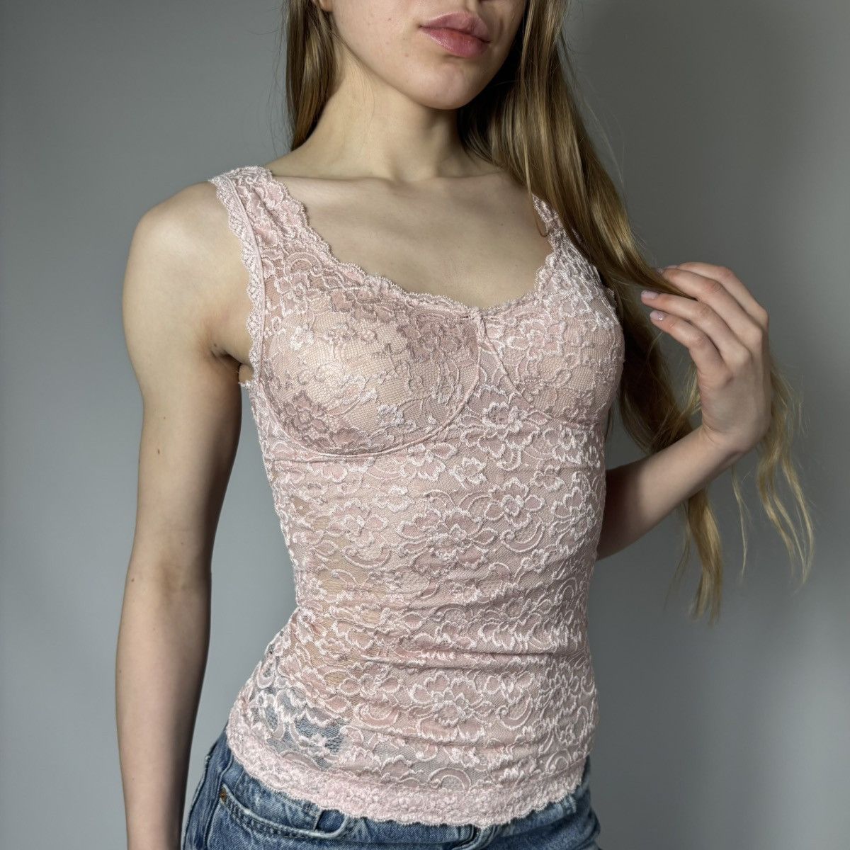 Japanese Brand Vintage Y2K Sexy Mesh Floral Style Retro Tank Top Sleeveless Size S / US 4 / IT 40 - 2 Thumbnail