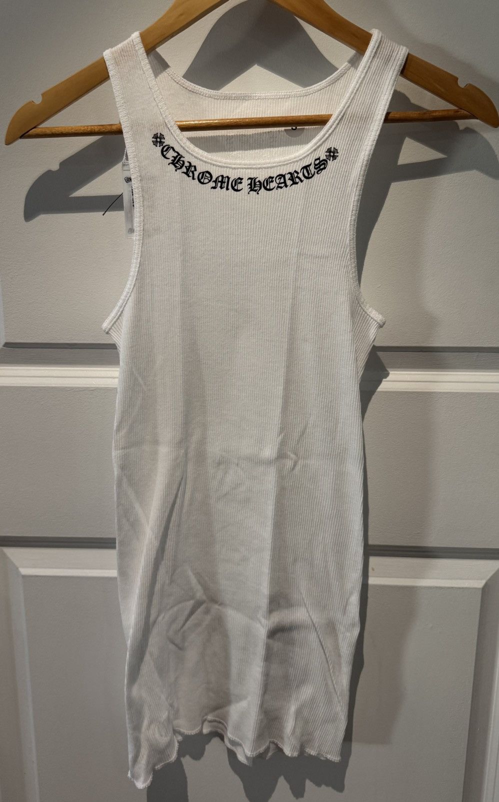 Chrome Hearts Size S Chrome Hearts Neck Logo Rib Tank Top White Small RARE Size US S / EU 44-46 / 1 - 1 Thumbnail