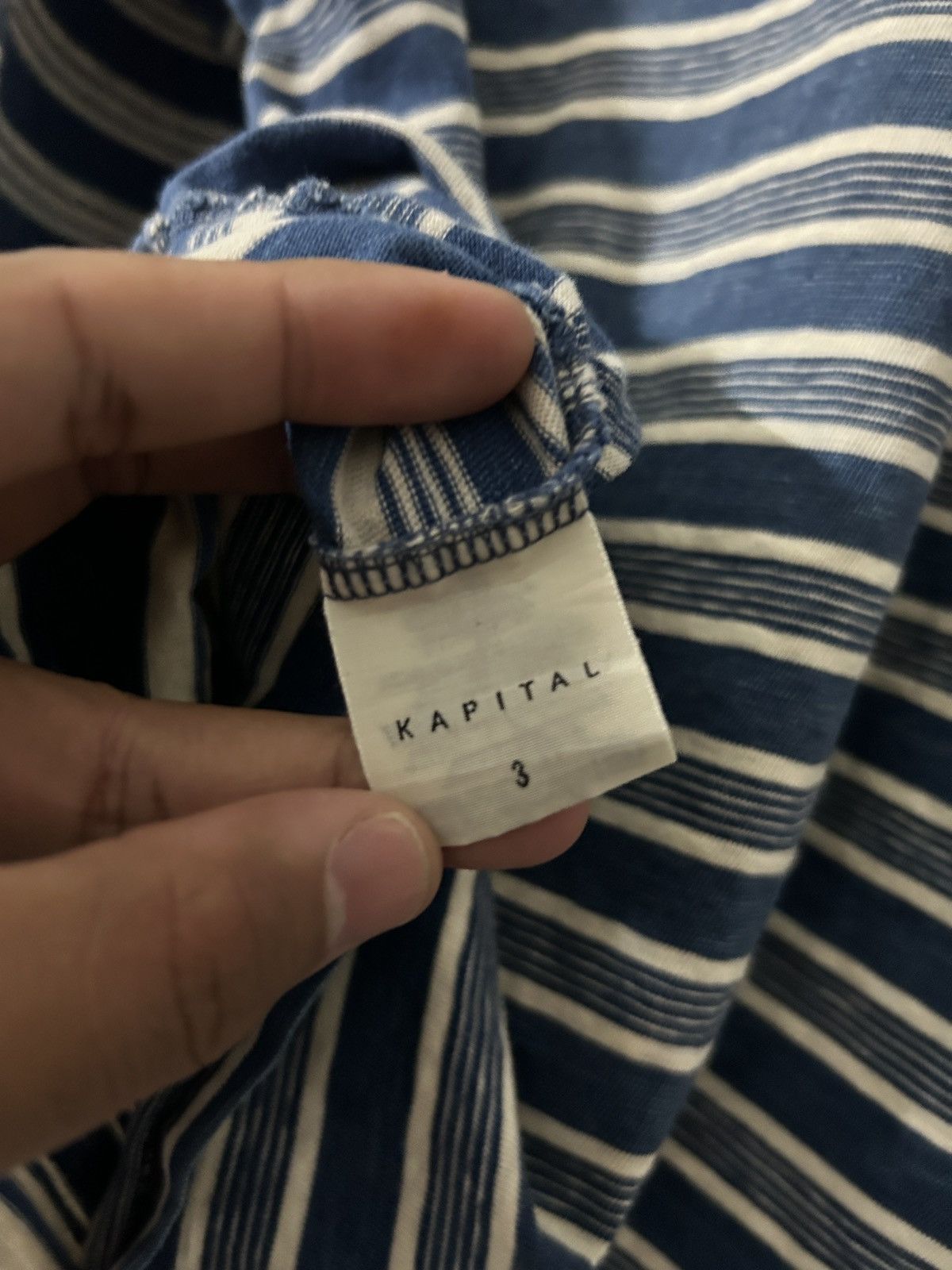 Japanese Brand Kapital 43 Indigo Stripe Longsleeve Baseball Shirt Size US M / EU 48-50 / 2 - 9 Thumbnail