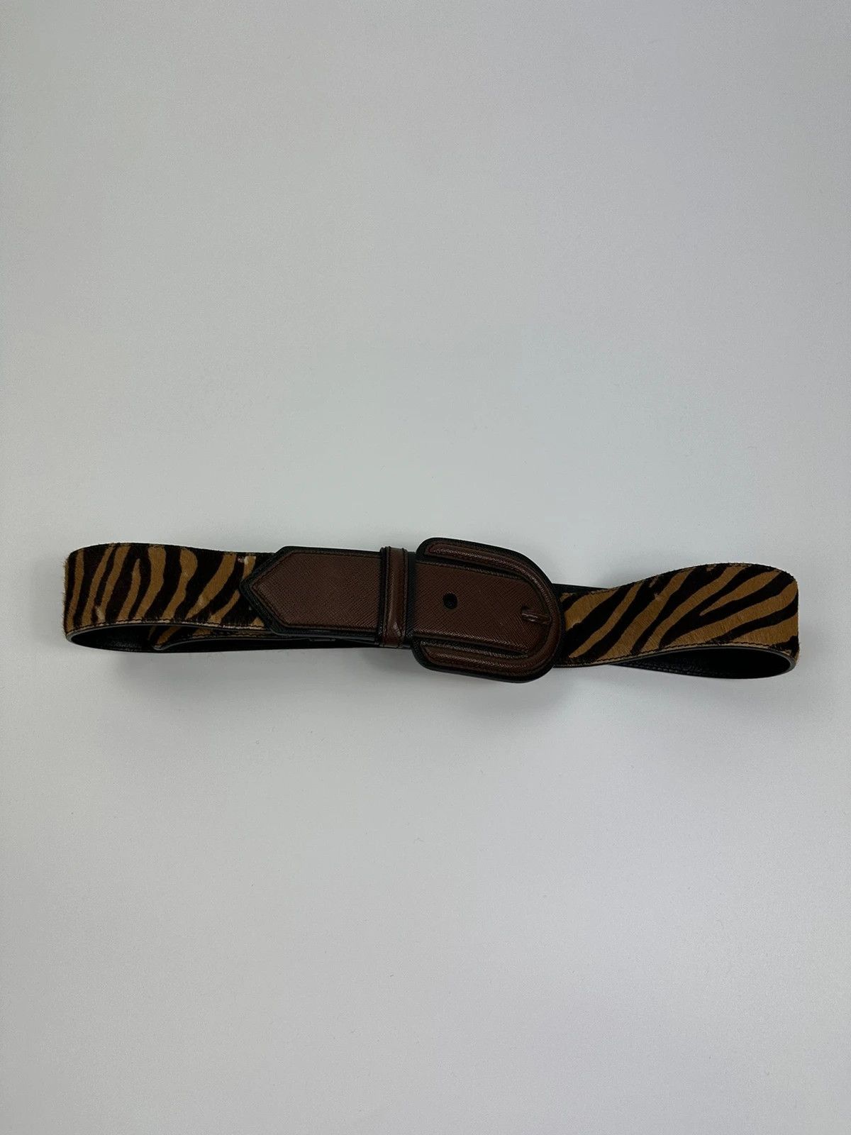 Prada Prada SS2011 Zebra Fur Brown Belt Size 34 - 1 Thumbnail