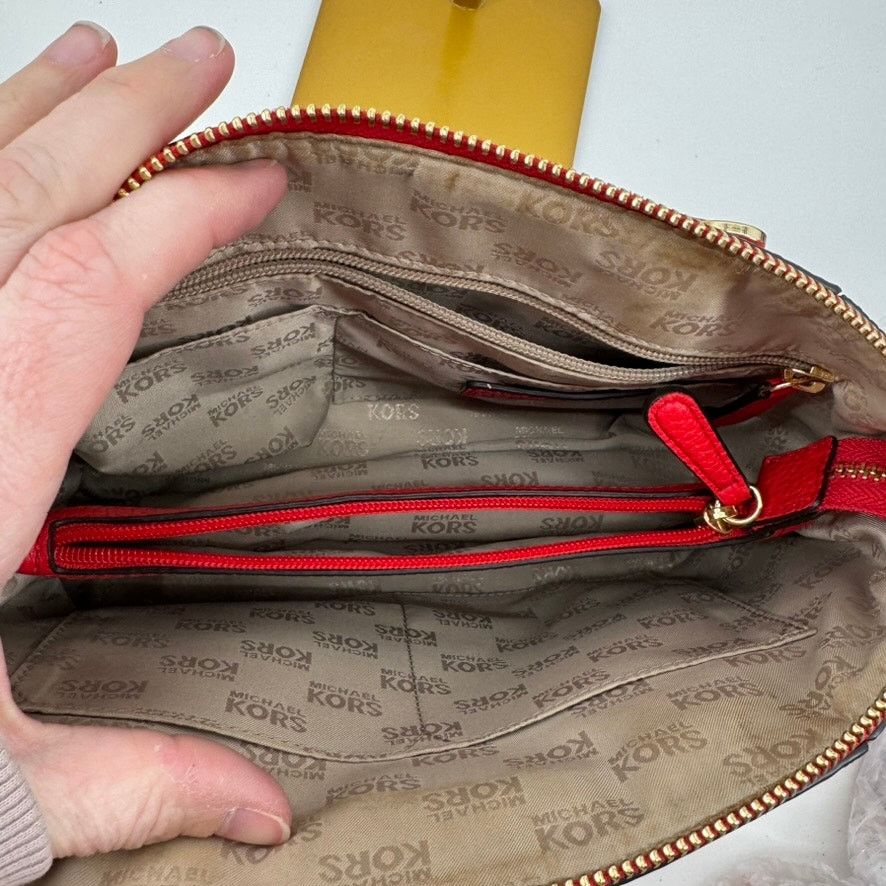 Michael Kors Michael Kors Riley Red Studded Leather Satchel MK Charm Bag Size ONE SIZE - 9 Thumbnail