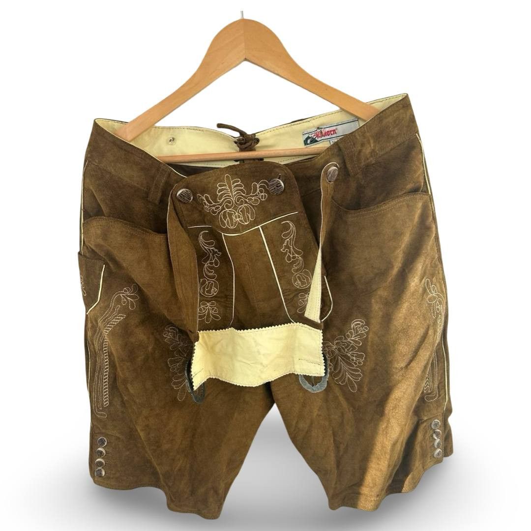 Leather Alphorn leather Trachten shorts #320 Size US 31 - 1 Thumbnail