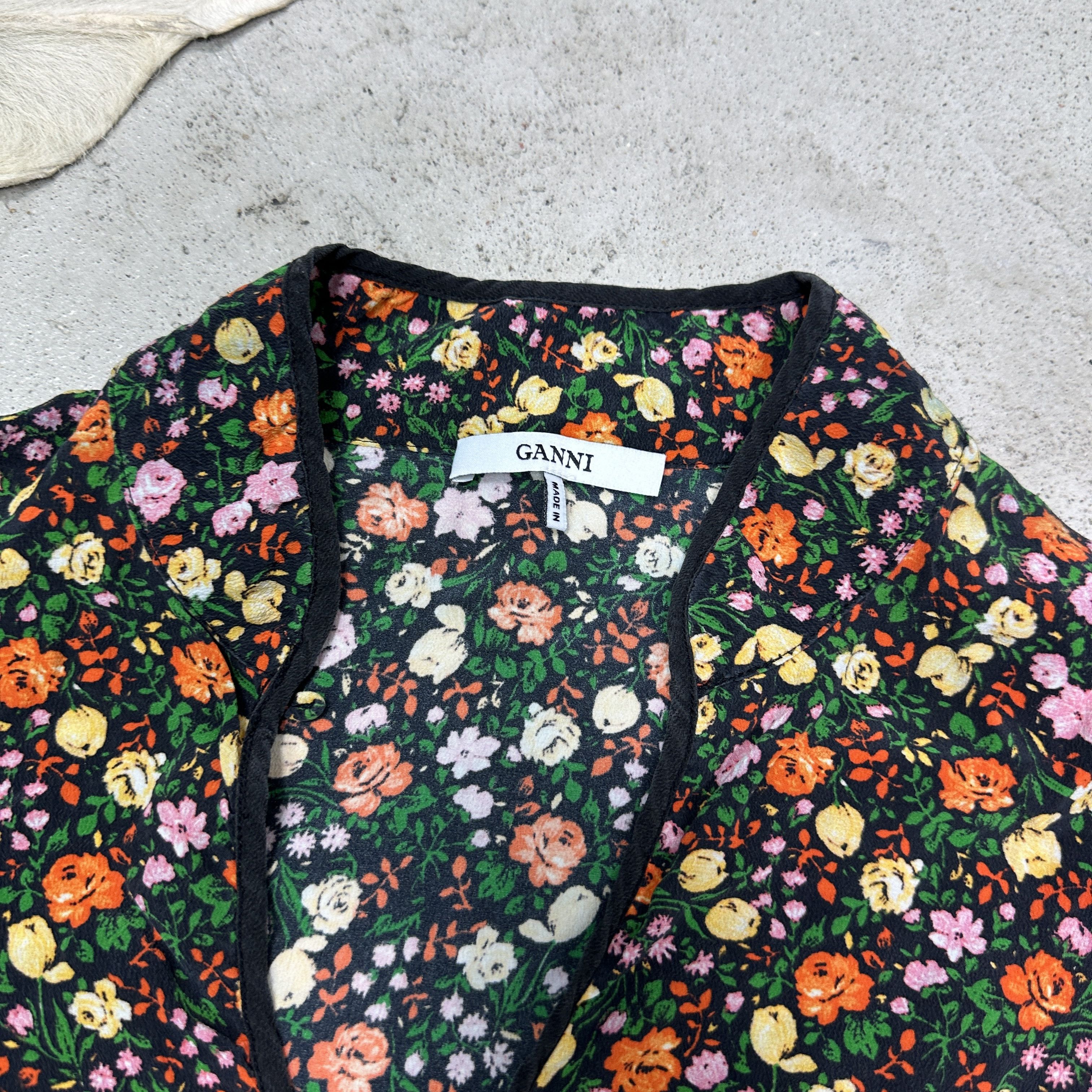 Ganni Vintage Casual Preppy Floral Silk Ganni Shirt Y2K Size XS / US 0-2 / IT 36-38 - 5 Thumbnail