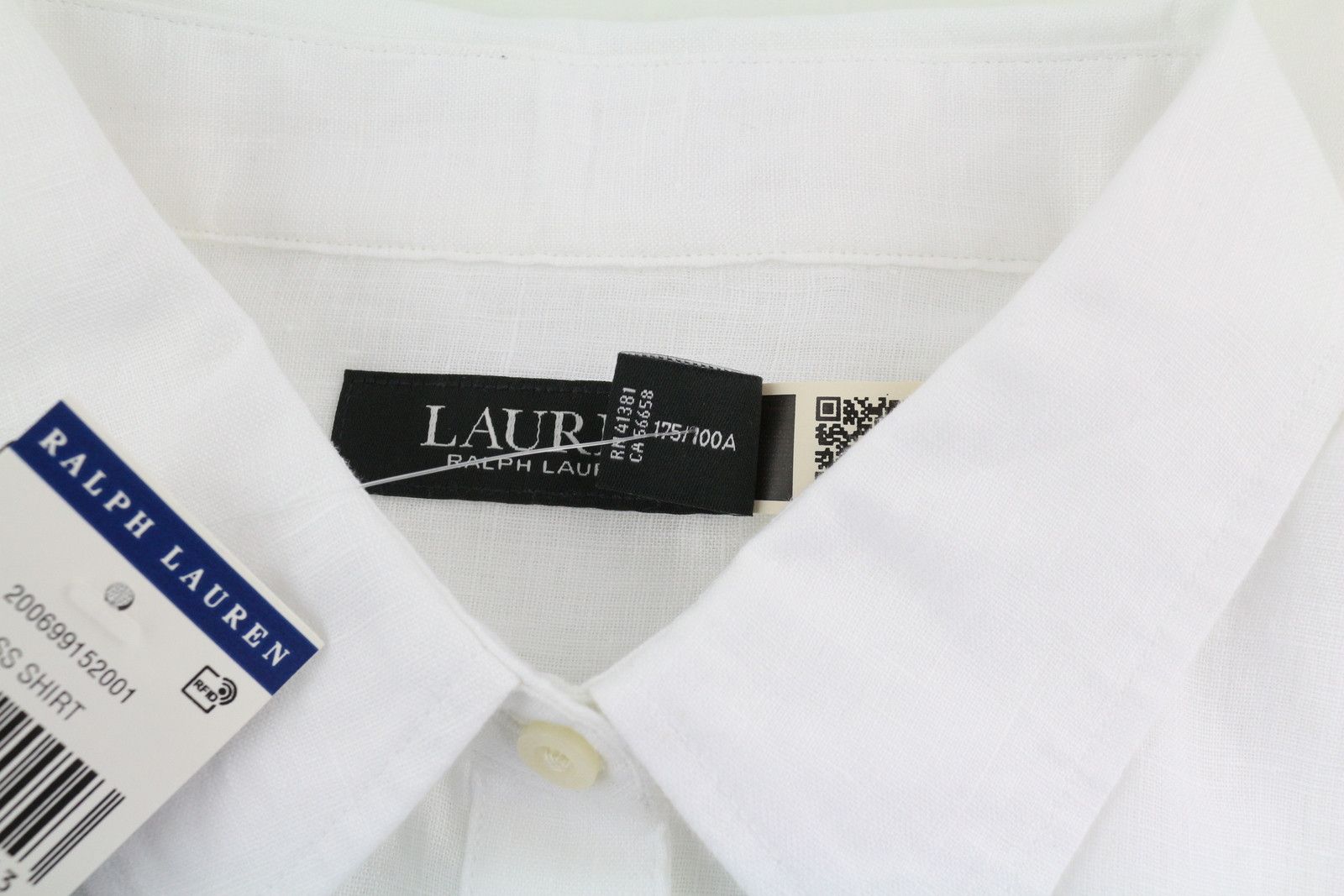 Lauren Ralph Lauren XL White Linen Buttoned Spread Shirt 84694 Size XL / US 12-14 / IT 48-50 - 4 Thumbnail