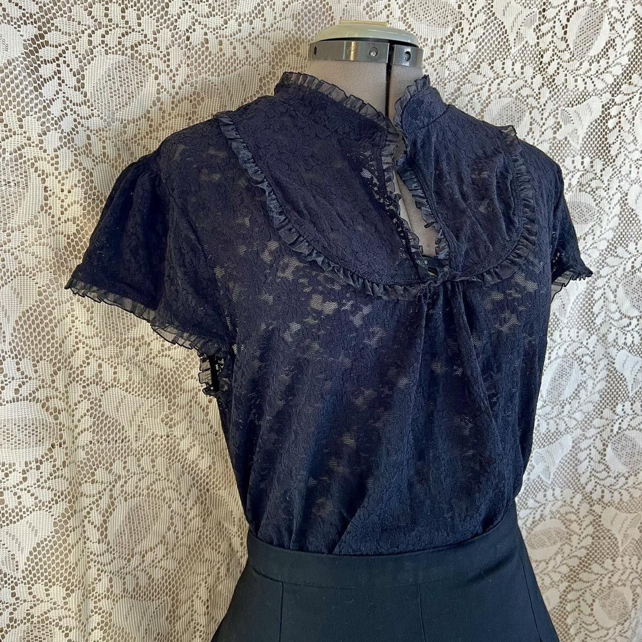 Other Black blouse with ruffles and lace trim in babydoll style 🖤 Size M / US 6-8 / IT 42-44 - 2 Thumbnail