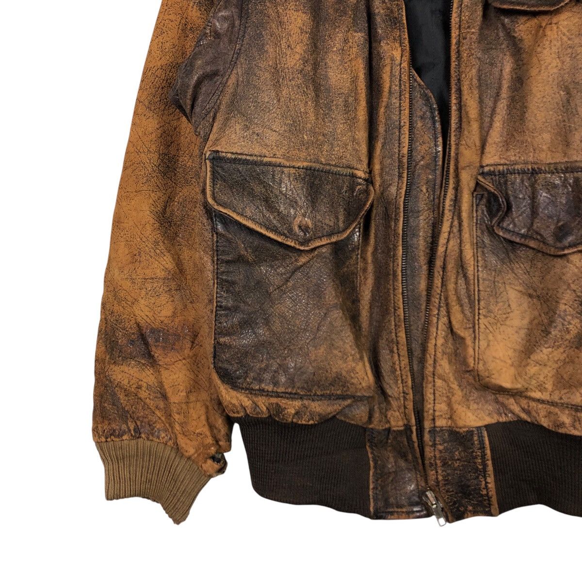 Japanese Brand Vintage Distressed Leather Bomber Jacket Grunge Patina Fade Size US M / EU 48-50 / 2 - 5 Thumbnail