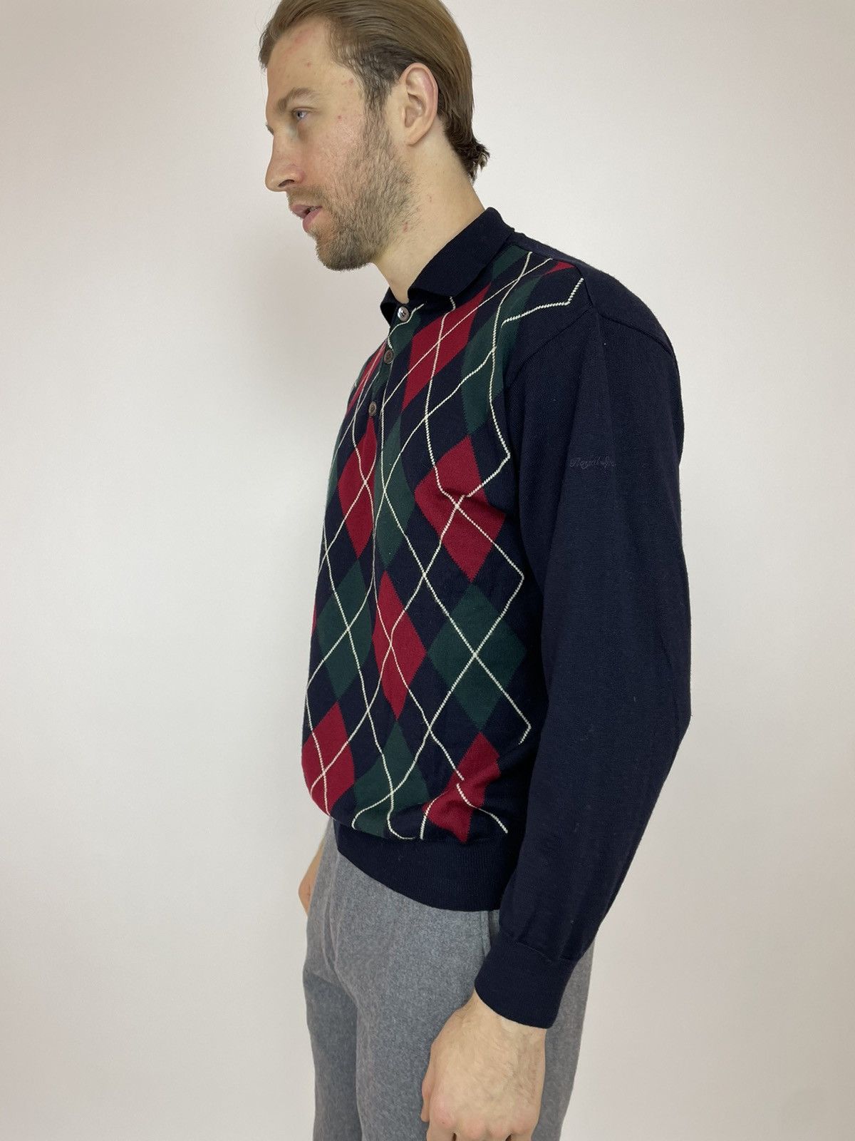 Japanese Brand × Vintage Royal Spencer Wool sweater knit Polo long sleeve size L-XL Size US XL / EU 56 / 4 - 3 Thumbnail