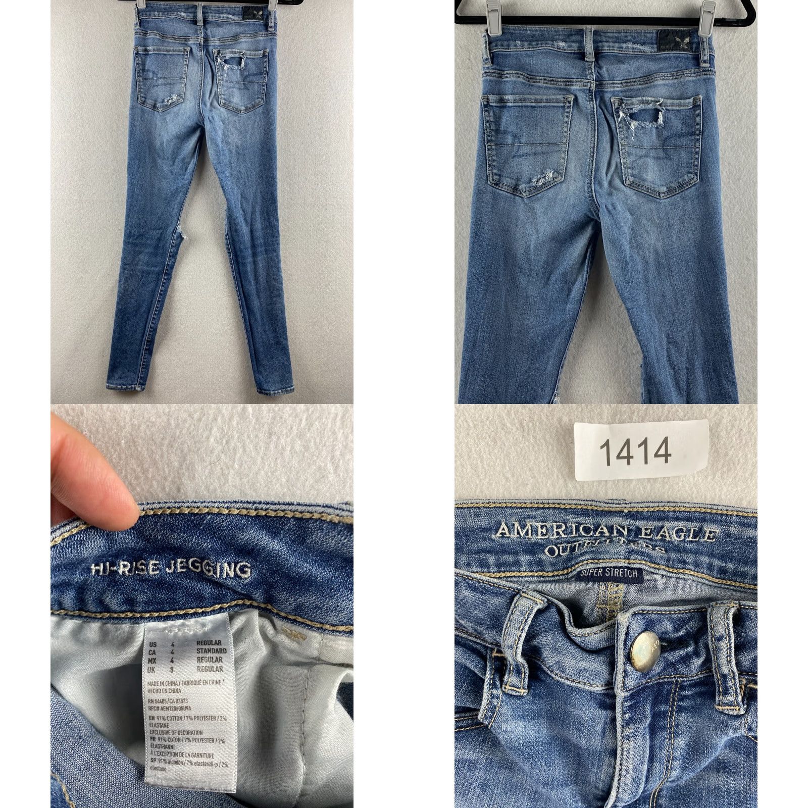 American Eagle Outfitters American Eagle Outfitters Jeans Womens 4 Jegging Stretch Ankle Denim Destroyed High Rise 27in 5-Pocket Blue Size 27" / US 4 / IT 40 - 8 Thumbnail