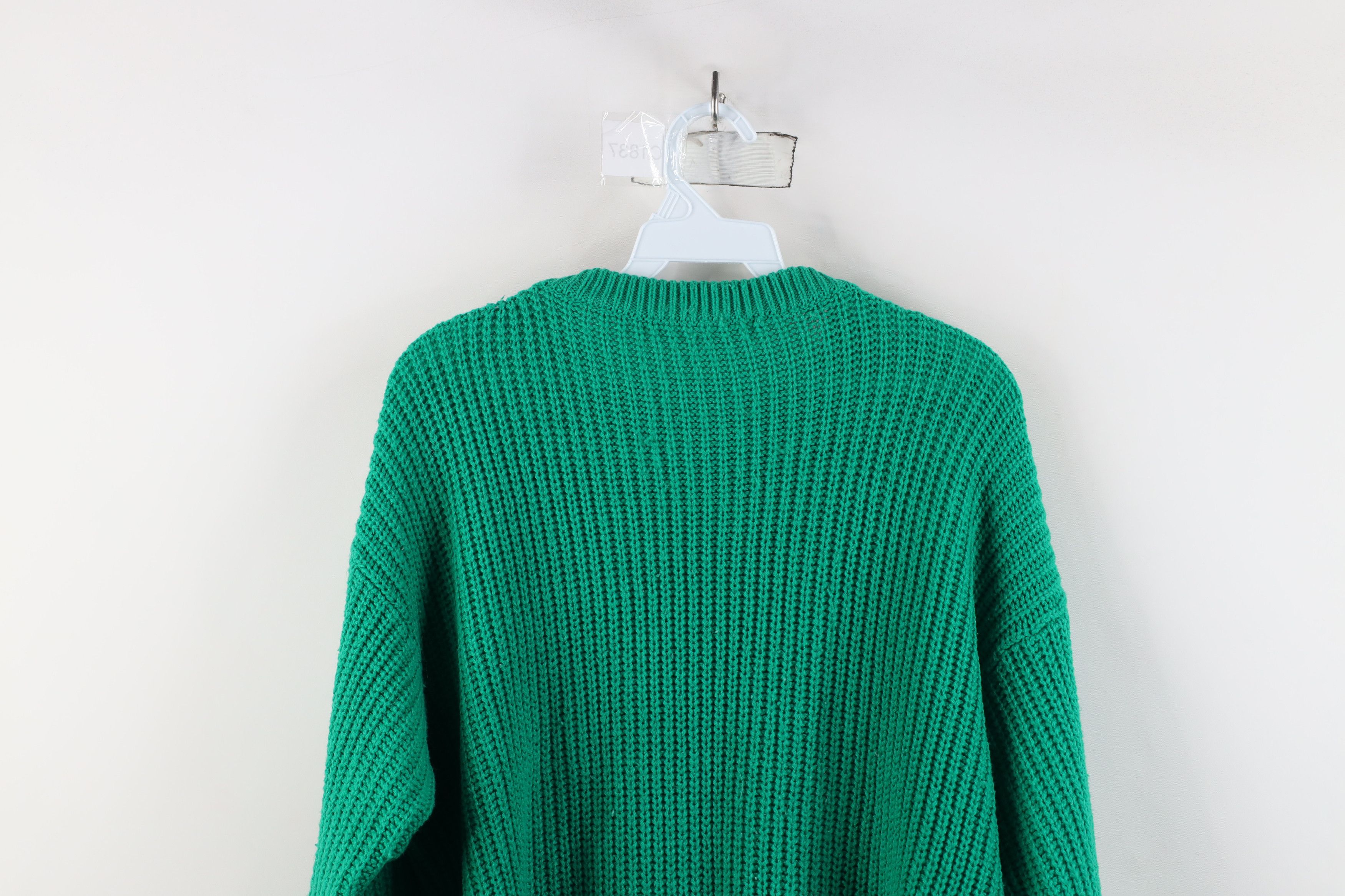 Vintage Vintage 90s Streetwear Ribbed Cable Knit Sweater Green Size XL / US 12-14 / IT 48-50 - 11 Thumbnail