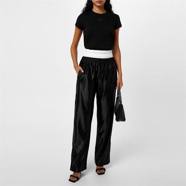 Alexander Wang o1g2r1mq0824 Wide Leg Track Pants in Black Size 29" - 6 Thumbnail