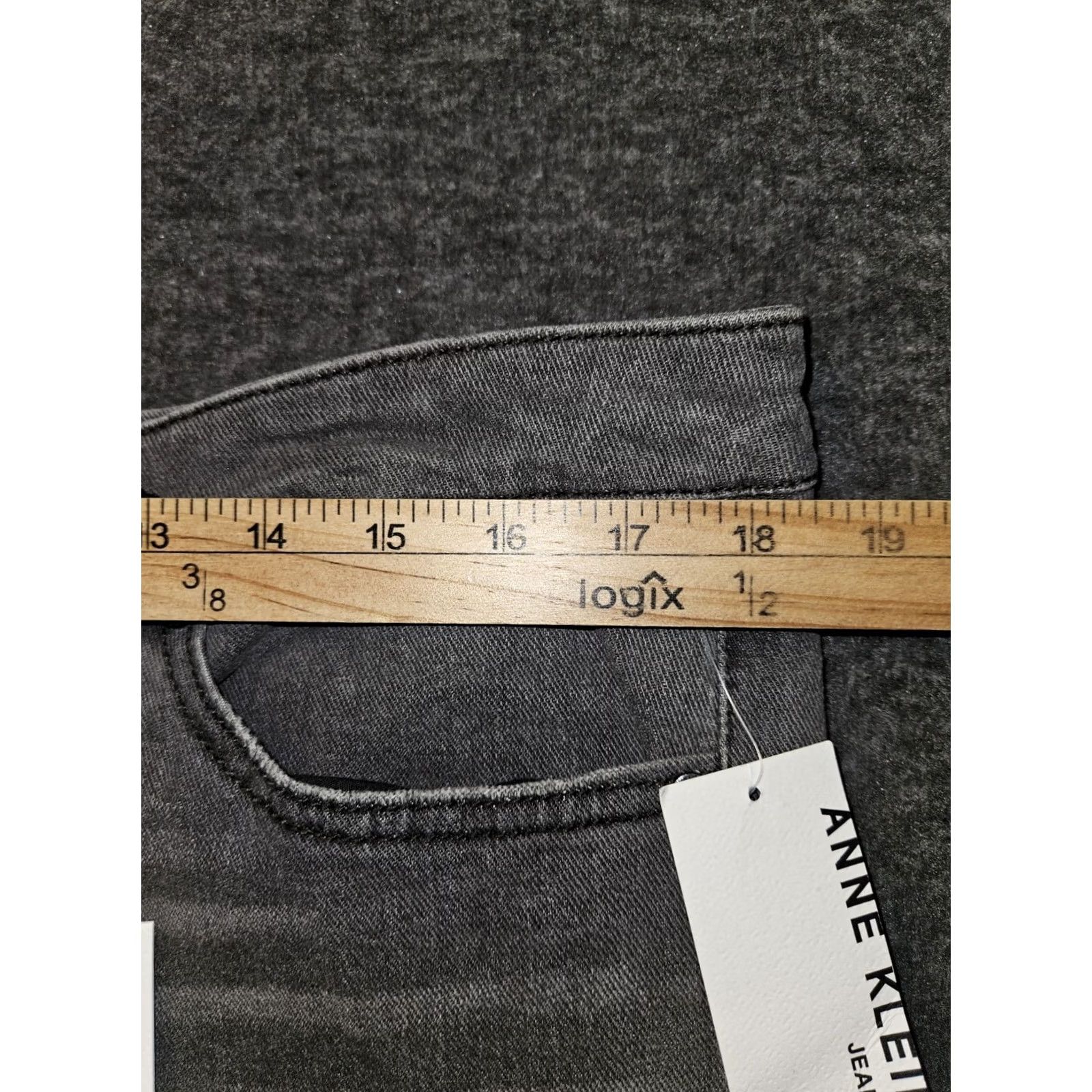 Anne Klein Anne Klein Jeans Women's 16 NWT High Rise Straight Denim 5-Pocket City Preppy Logo Black Size 38" / US 16 / IT 52 - 3 Thumbnail