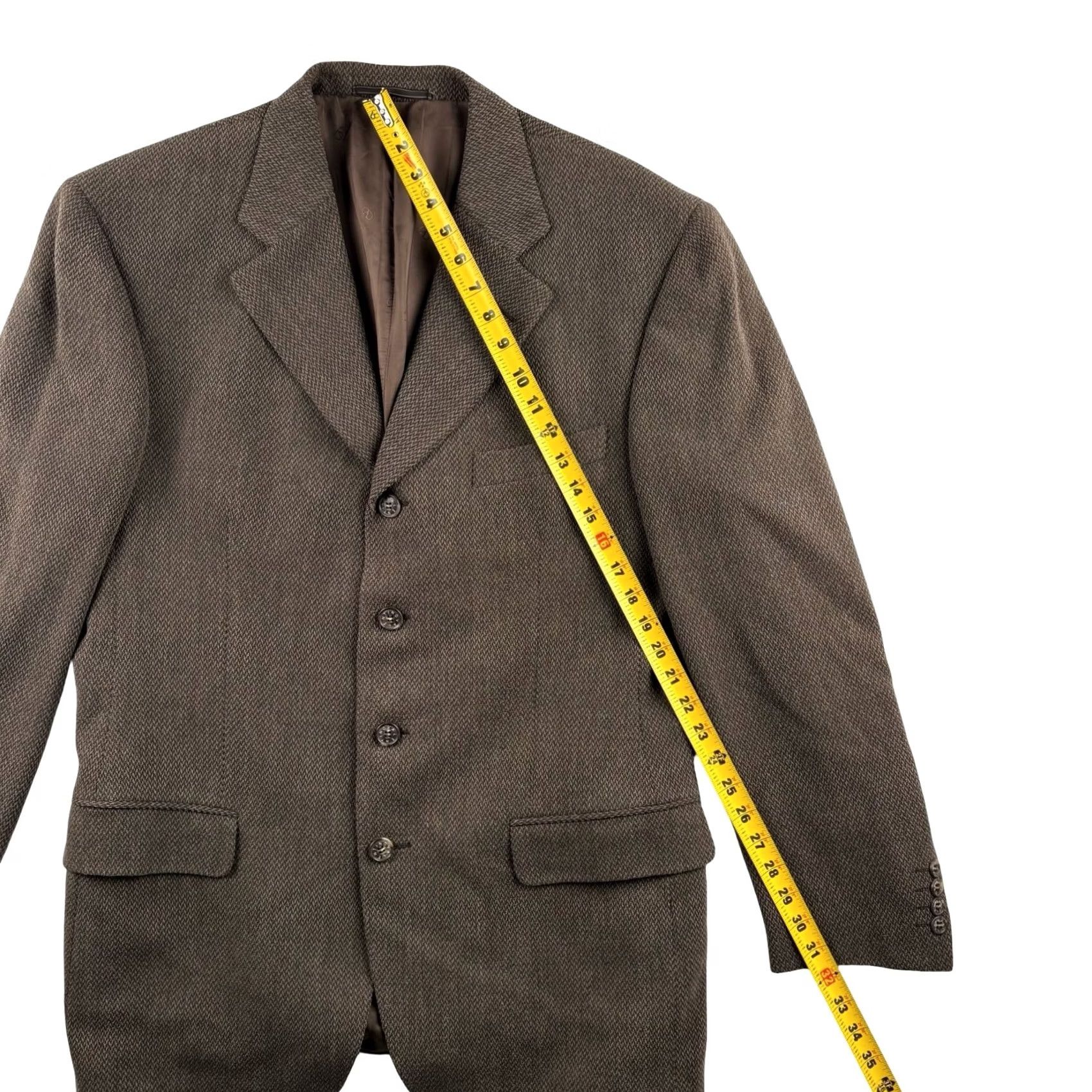 Valentino VTG Valentino Blazer Jacket Brown Wool/Polyester 4-Button Double-Vented Single-Breasted 40R Mens Vintage Clothing Size 40R - 5 Thumbnail
