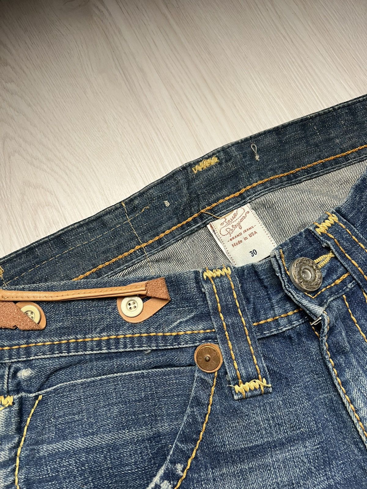 True Religion Flared True Religion Mix Leather Bootcut Jeans Size US 32 / EU 48 - 5 Thumbnail