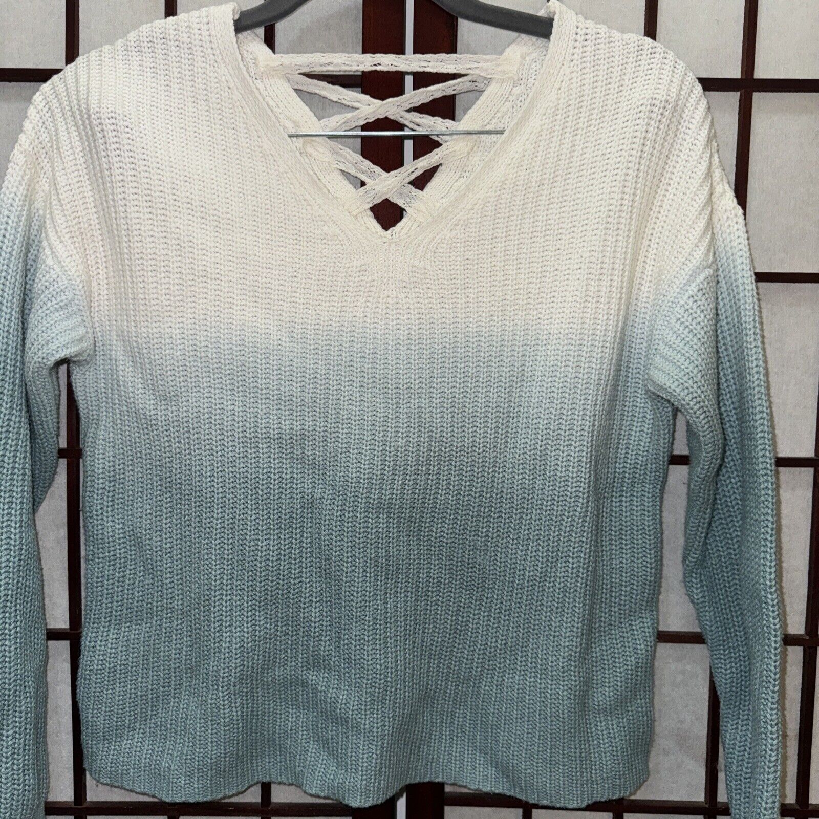Other Justice Top Turquoise Ombre Sz 12 Pullover Chunky Cable Knit Size XL / US 12-14 / IT 48-50 - 8 Thumbnail