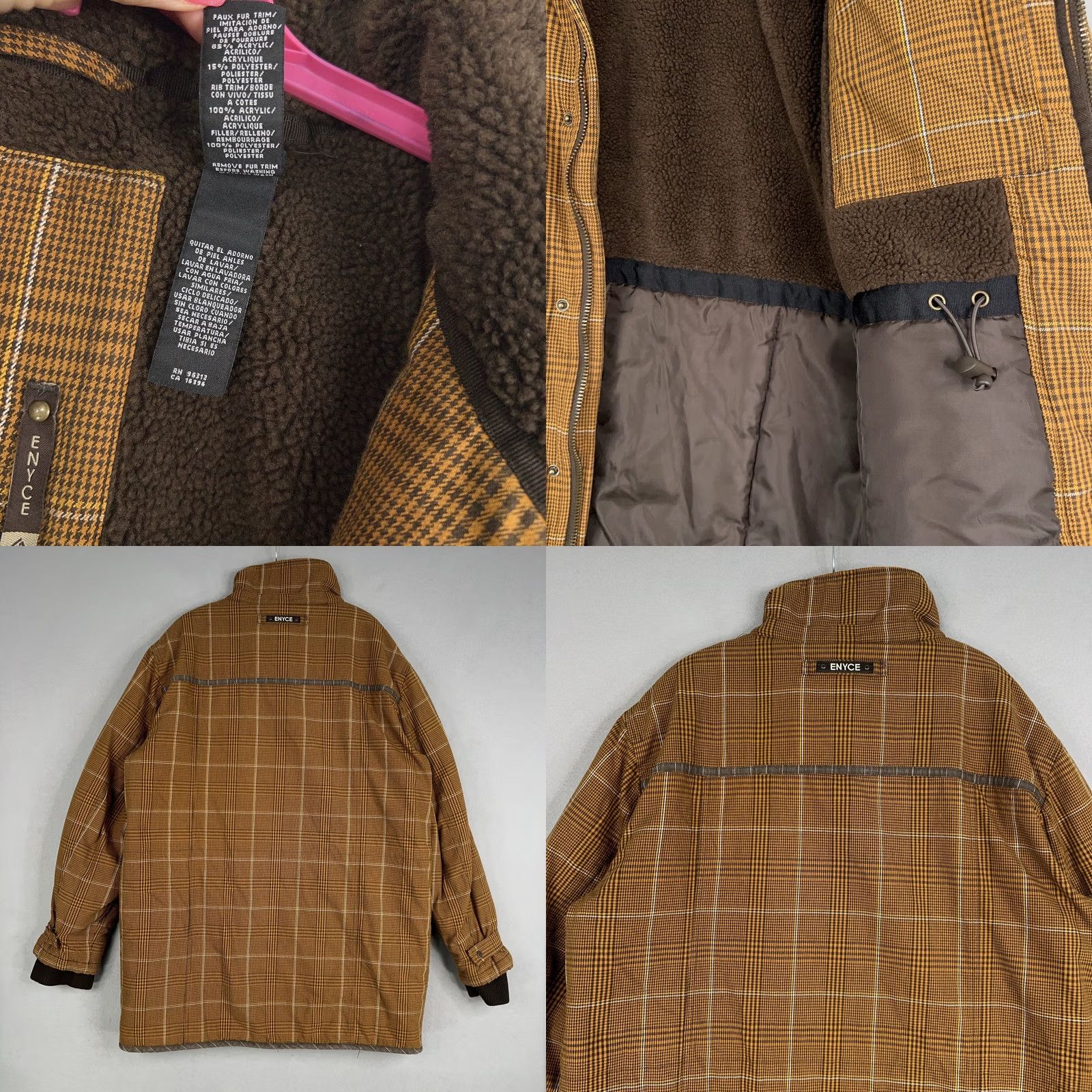 Enyce Enyce Jacket Mens 2XL Brown Plaid Sherpa Lined Winter Parka Coat Hip Hop Y2K Jacket Size US XXL / EU 58 / 5 - 8 Thumbnail