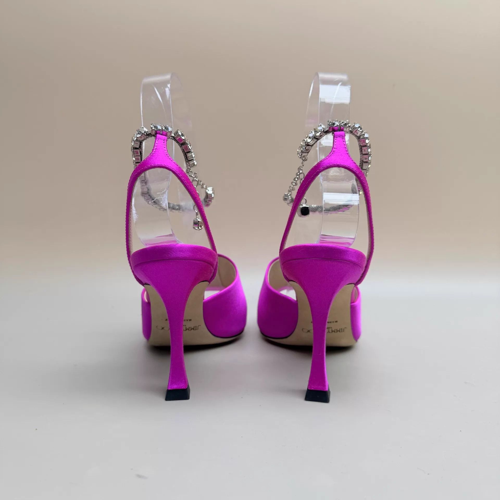 Jimmy Choo Jimmy Choo Pink Satin Heels Rhinestone Buckle 35 Size US 4.5 / IT 34.5 - 3 Thumbnail