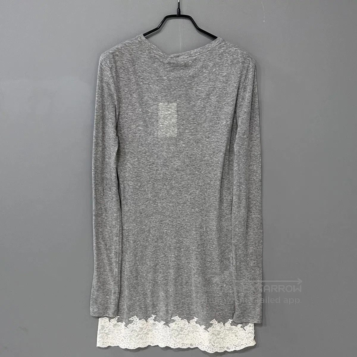 Miu Miu Miumiu Gray Lace Hem Long Sleeve Top. Size M / US 6-8 / IT 42-44 - 3 Thumbnail