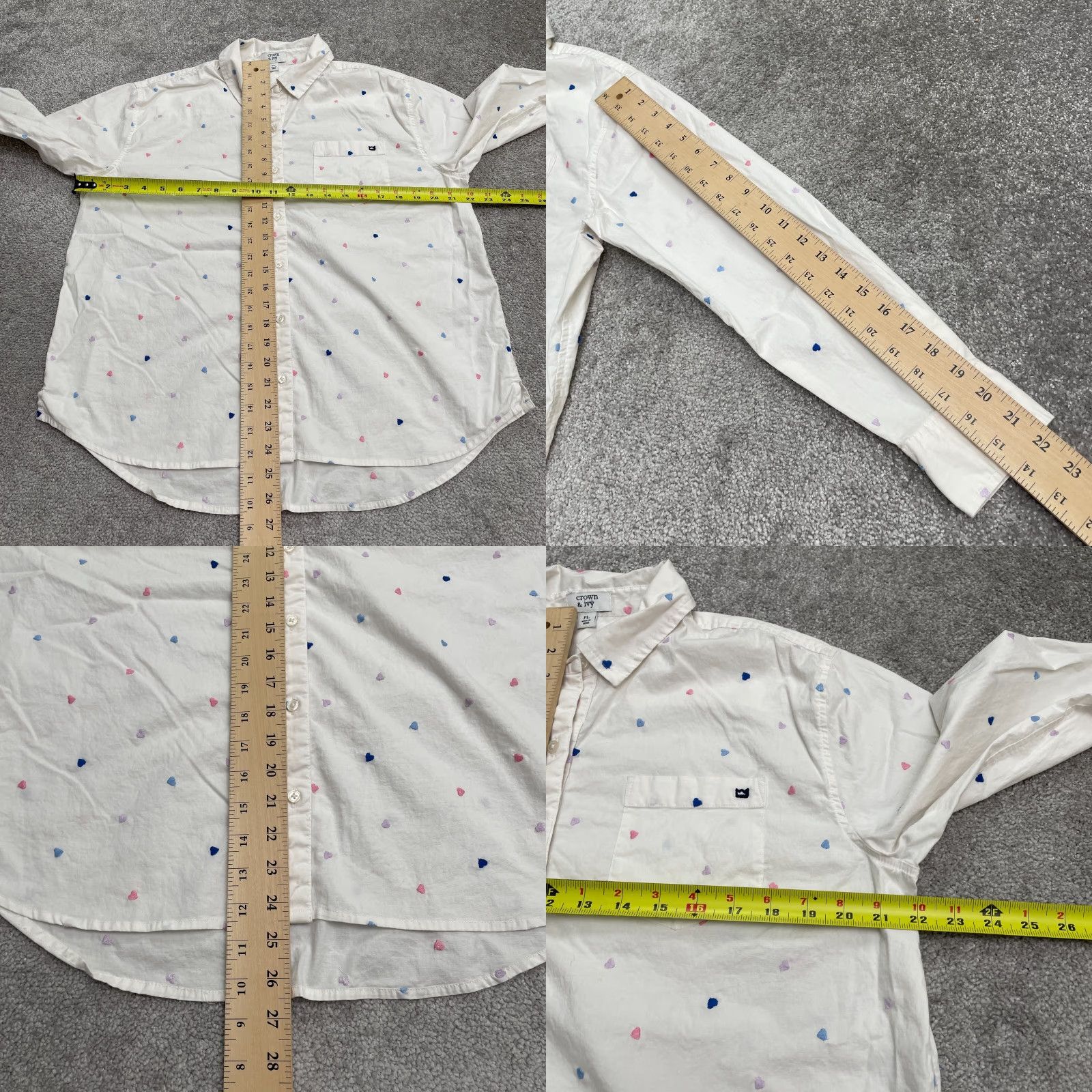 Vintage Crown & Ivy Button-Up Shirt Womens PL White Long Sleeve Heart Top Casual Shirt Womens XL? Size L / US 10 / IT 46 - 8 Thumbnail
