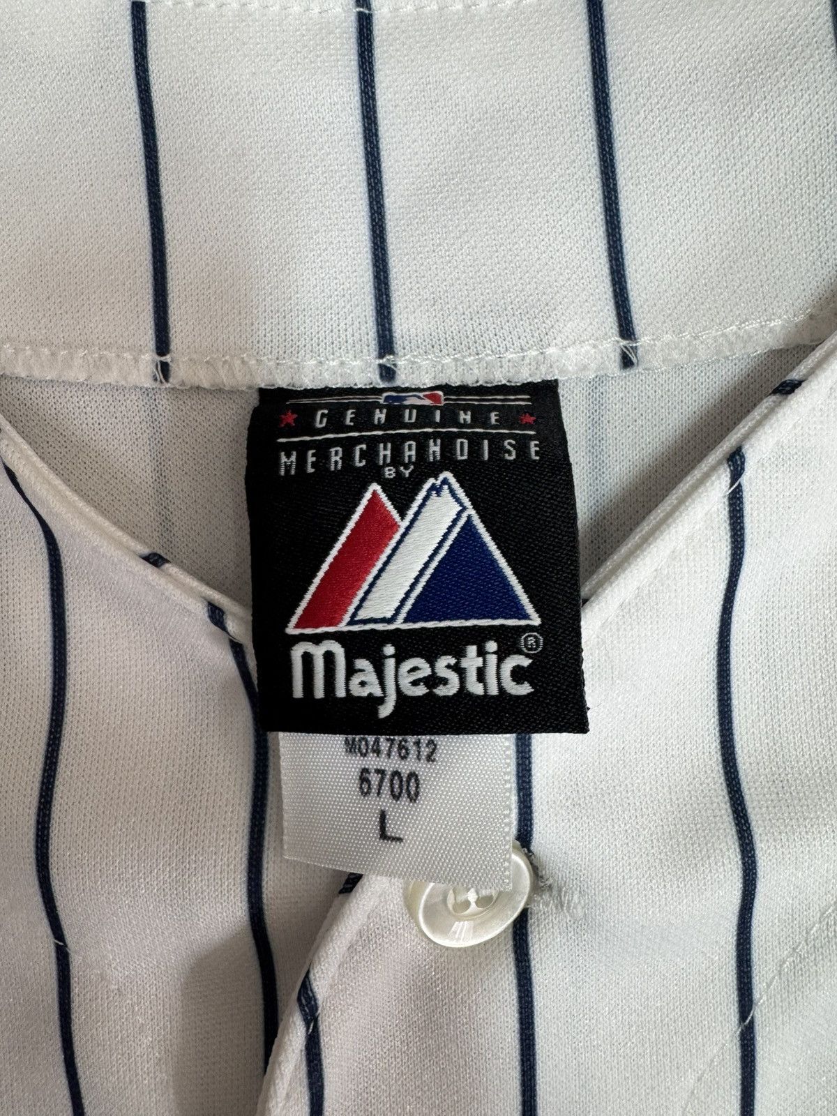 Majestic New York Yankees DOSSAL #10 Pinstripe Stitched Jersey Size US L / EU 52-54 / 3 - 4 Thumbnail