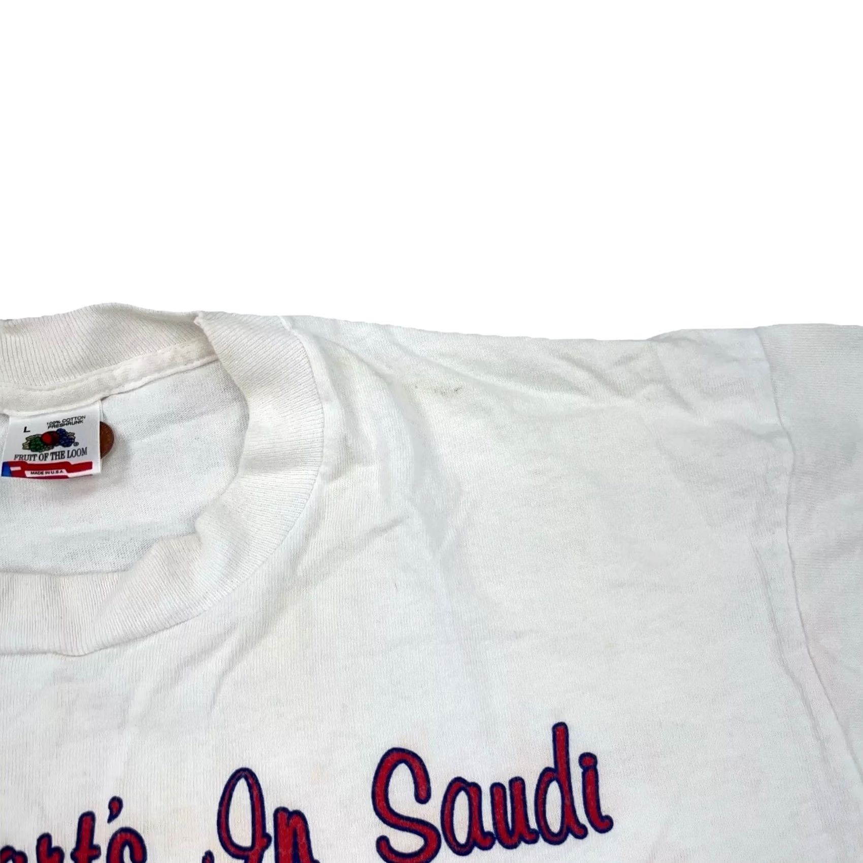 Fruit Of The Loom VINTAGE Desert Storm Shirt Mens L White Tee Single Stitch Thrashed USA 90s Graphic Print Fruit of the Loom Size US L / EU 52-54 / 3 - 6 Thumbnail