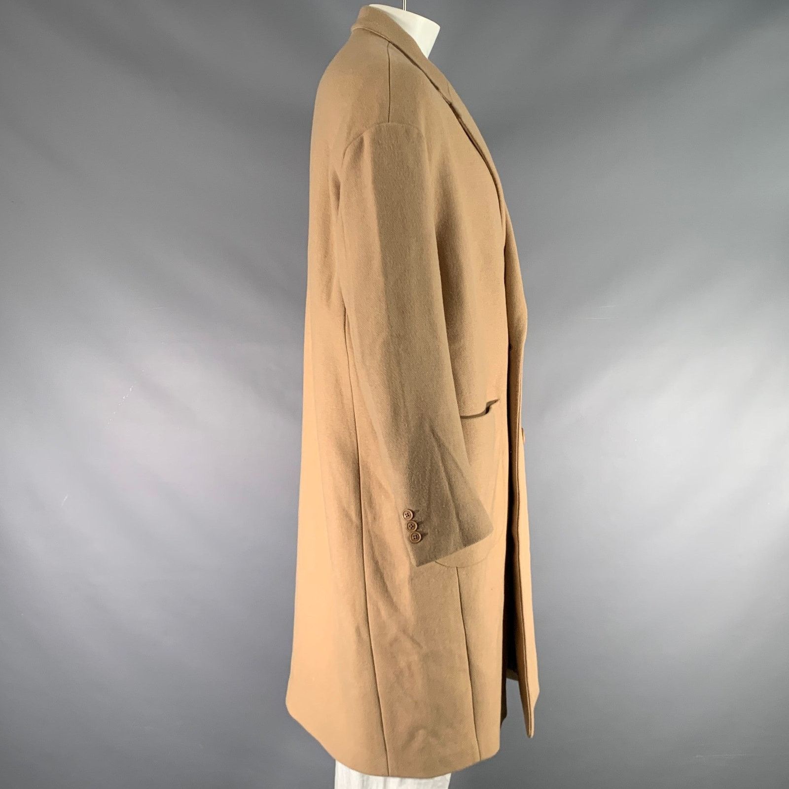 Mr. Gentleman MR. GENTLEMAN 42 Khaki Solid Wool Blend Notch Lapel Coat Size US L / EU 52-54 / 3 - 2 Thumbnail