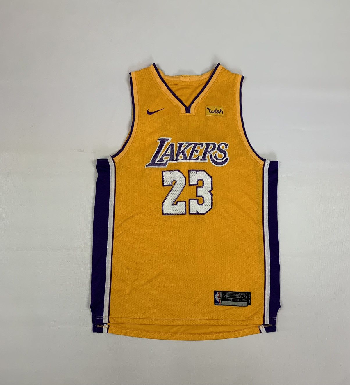Pre-owned L A Lakers X Nba Vintage Nike Lakers Lebron James 23 Nba Basketball Jersey In Yellow/purple